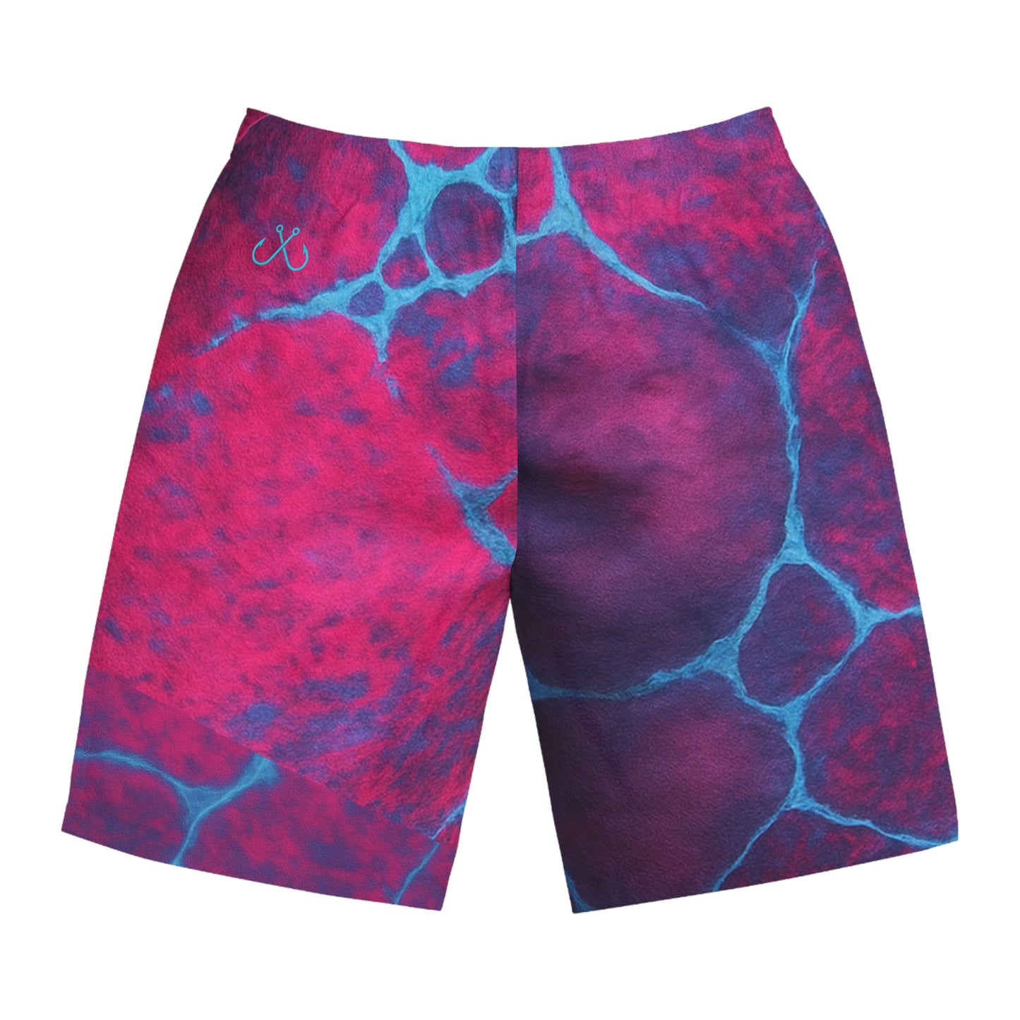 Magenta and Turquoise Ocean-Inspired Board Shorts, Swimwear for Beach Days, Summer Vacations, Pool Parties, Surfing Attire, Water Sports