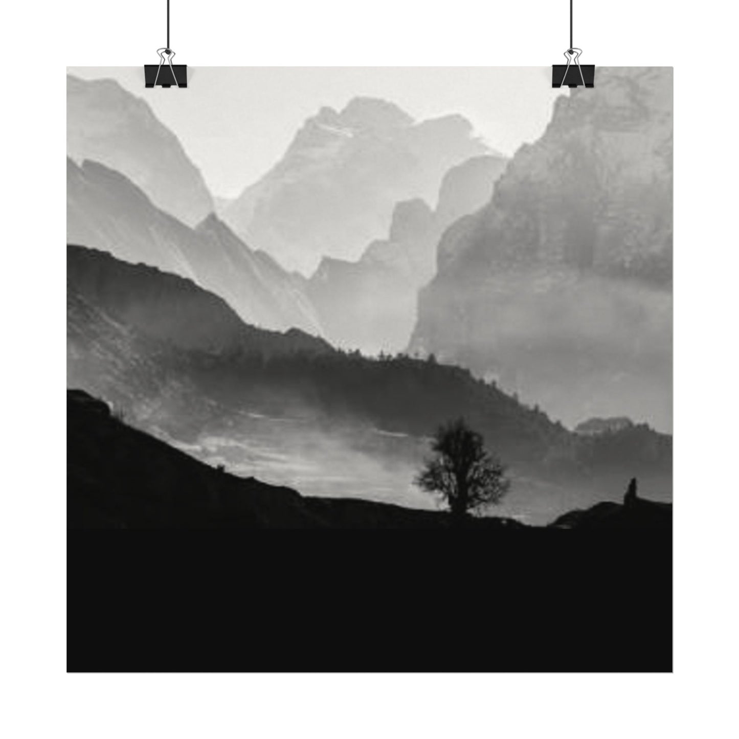 Cascading Mountains– Western Textured Watercolor Matte Posters