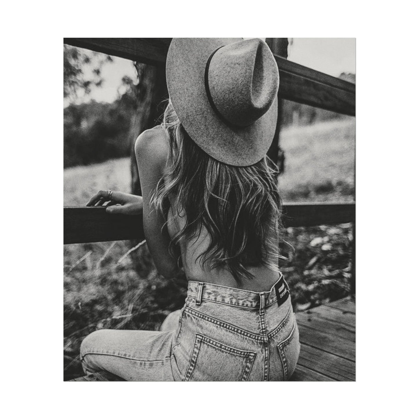 Babys Got Her Blue Jeans On – Western Textured Watercolor Matte Posters