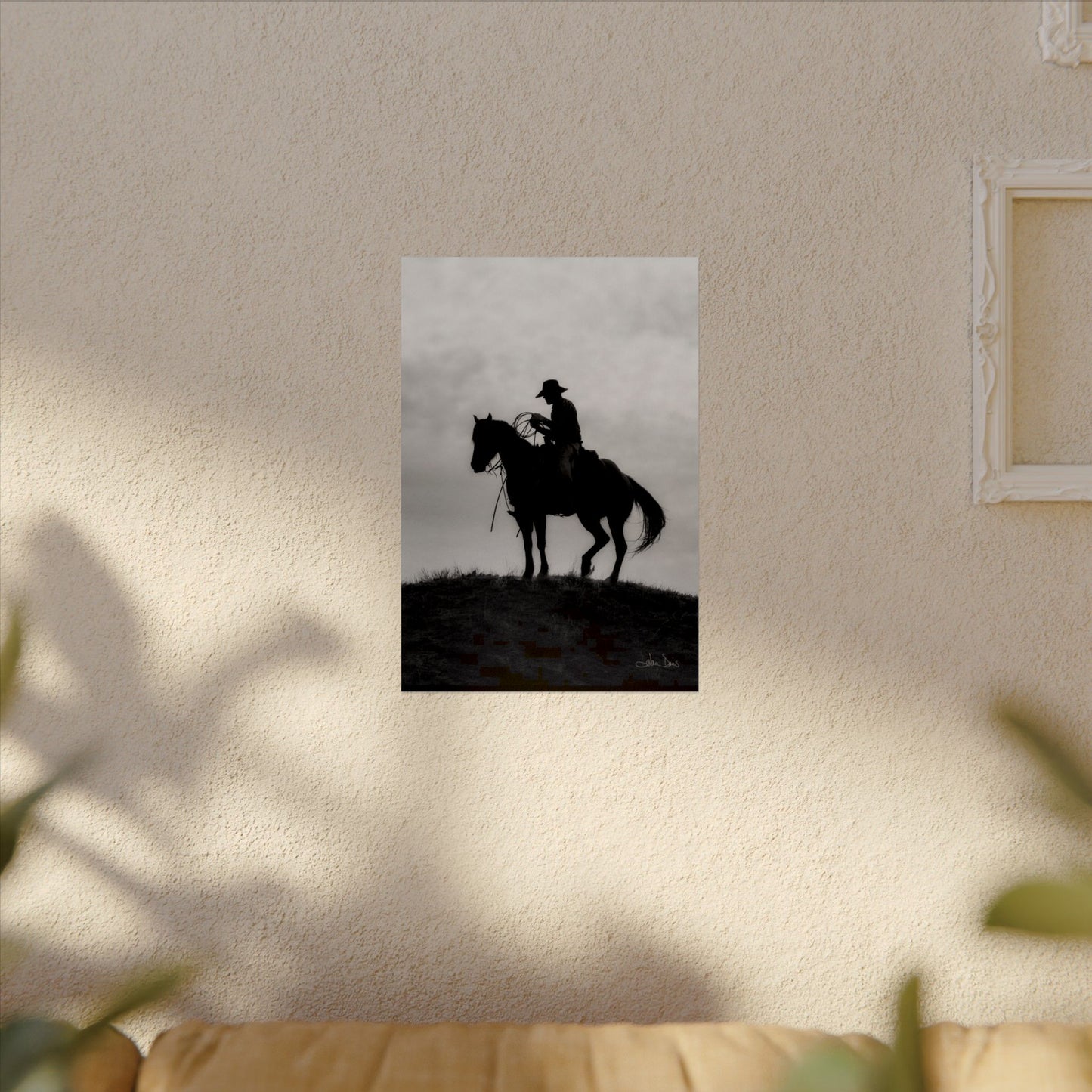 Rider On The Ridge – Western Textured Watercolor Matte Posters