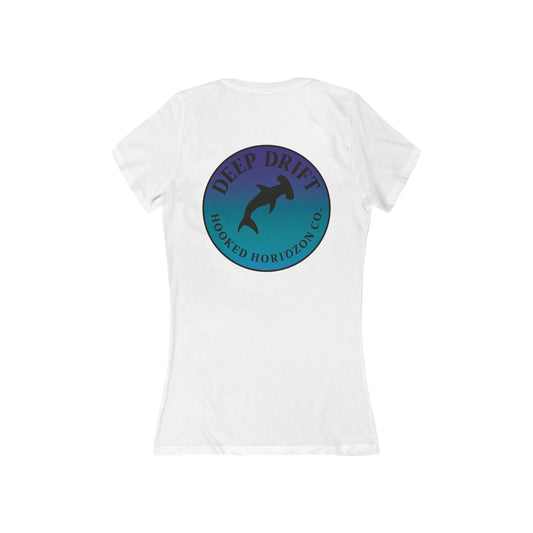 Deep Drift Women's V-Neck Tee - Casual Style, Gift for Beach Lovers, Summer Wear, Travel Outfit, Comfortable Tee