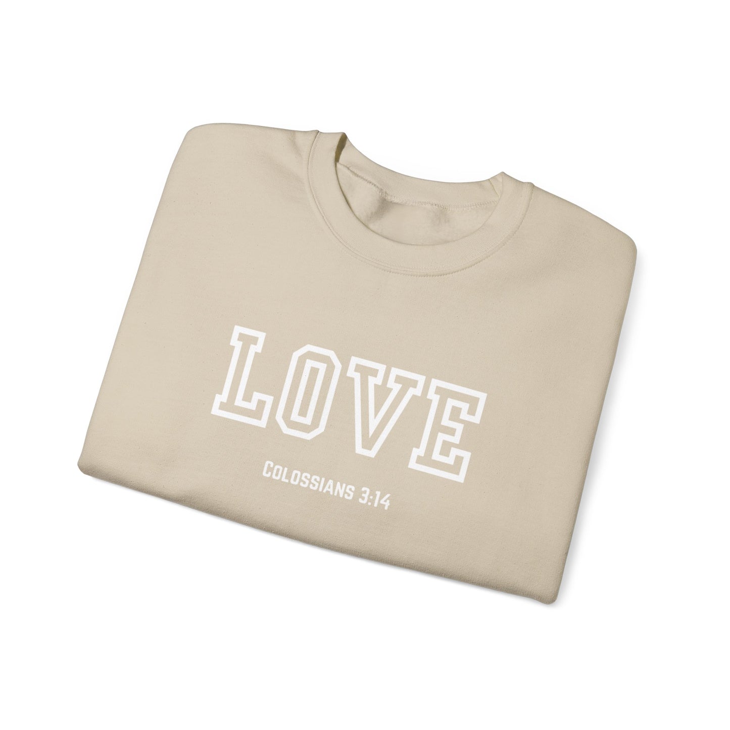 Love Crewneck Sweatshirt, Unisex Fashion, Comfortable Gift, Colossians 3:14 Design, Cozy Casual Wear, Perfect for Any Occasion
