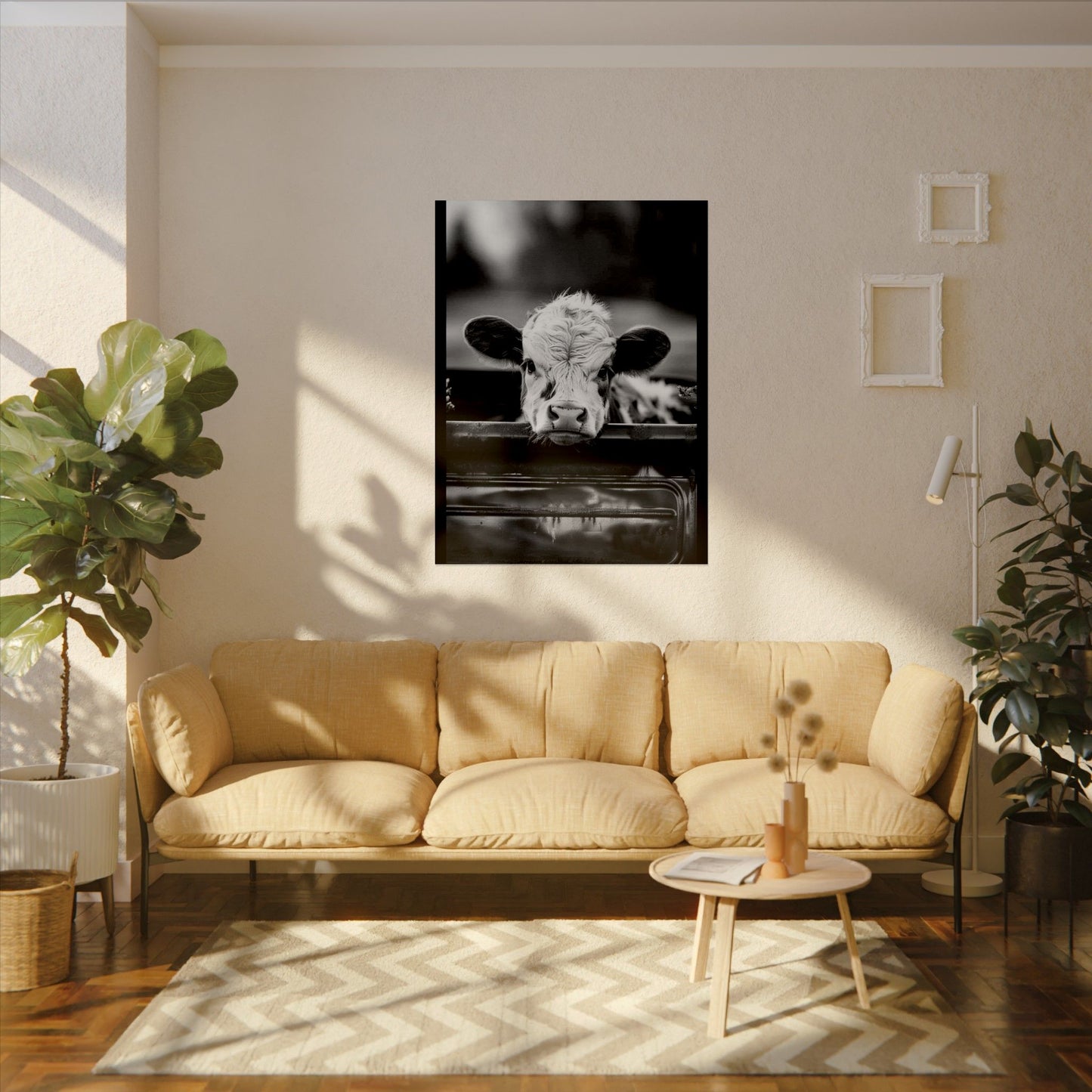 Back Seat Bovine – Western Textured Watercolor Matte Posters