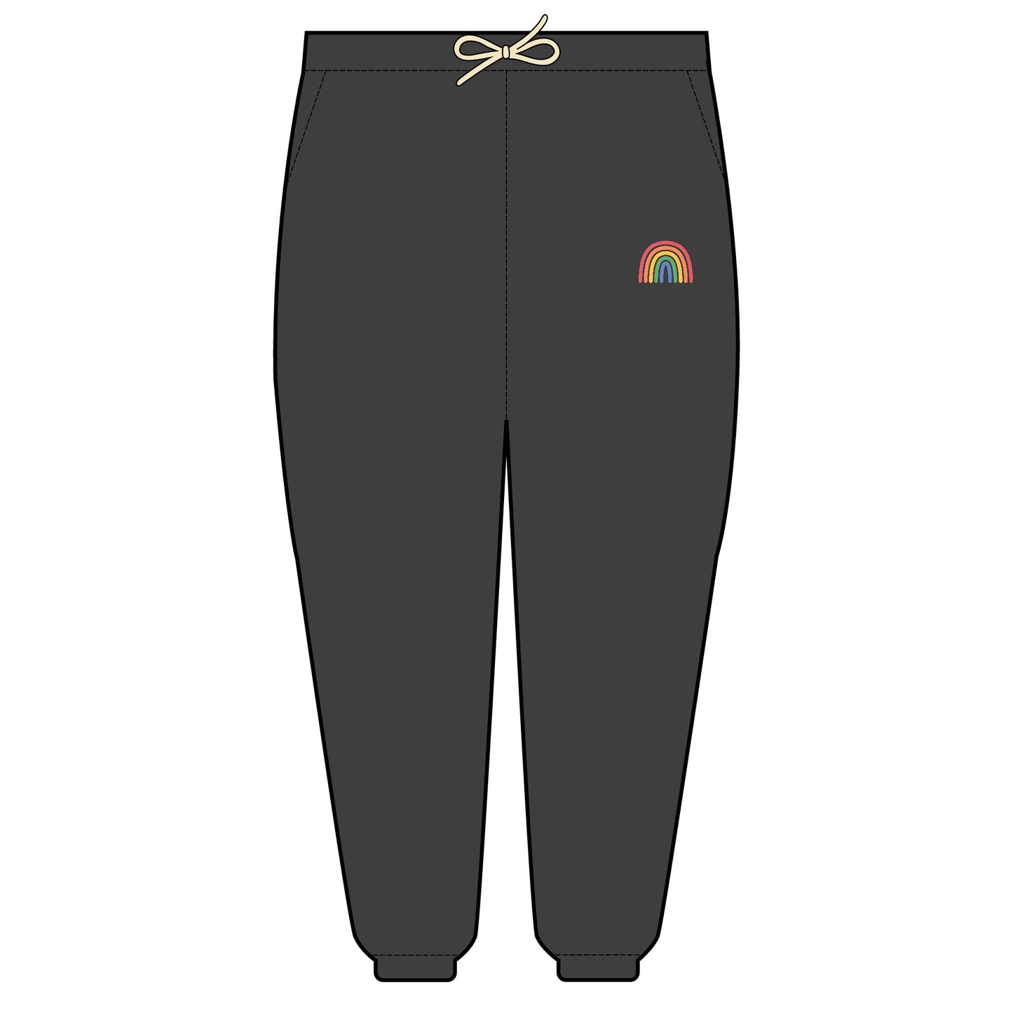 Rainbow Embroidered Fleece Sweatpants | Cozy Loungewear, Gifts for Her, Comfortable Joggers, Relaxed Fit Sweatpants, Unisex Fashion