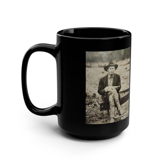 Retro Vintage Western Black Mug, 15oz, Boho Coffee Cup, Albert Webb, Native American Heritage Decor, Unique Tea Mug, Handcrafted Drinkware