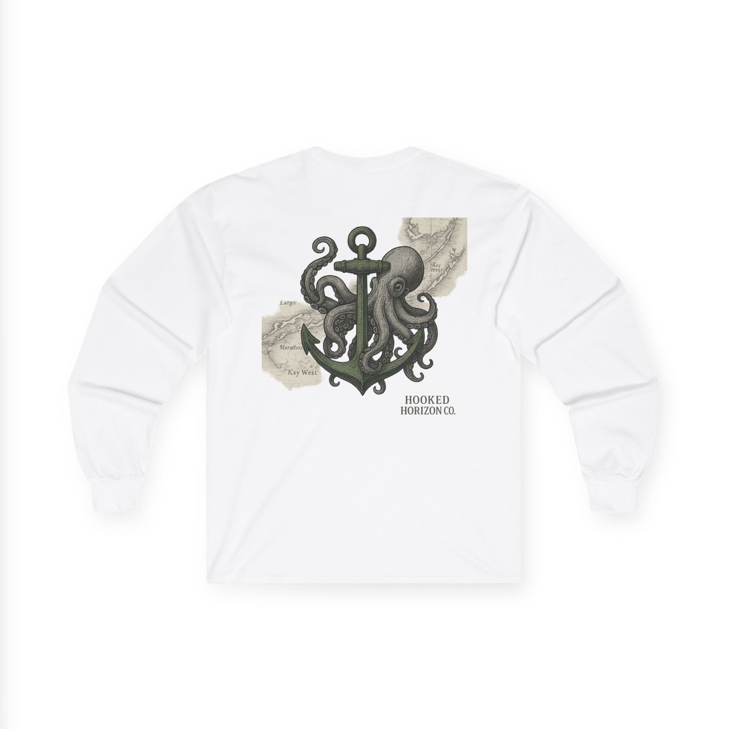 Octopus & Anchor Long Sleeve Tee, Unisex Cotton Shirt, Nautical Gift, Beachwear, Casual Outfit, Ocean Lover Apparel
