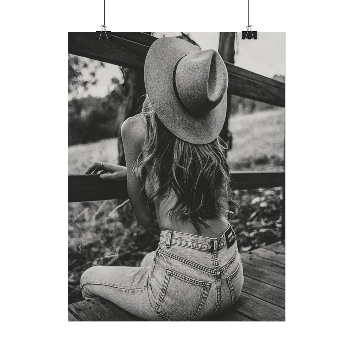 Babys Got Her Blue Jeans On – Western Textured Watercolor Matte Posters