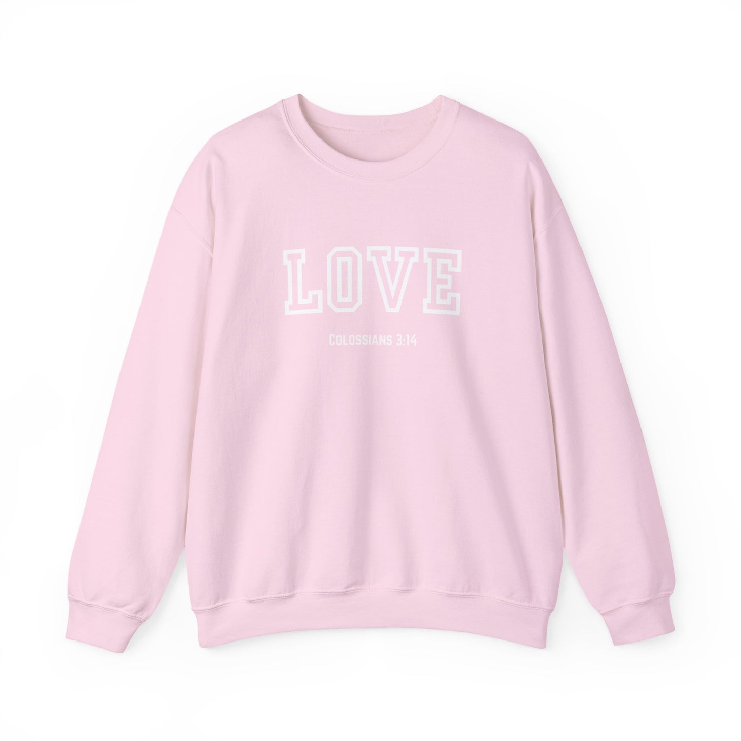 Love Crewneck Sweatshirt, Unisex Fashion, Comfortable Gift, Colossians 3:14 Design, Cozy Casual Wear, Perfect for Any Occasion