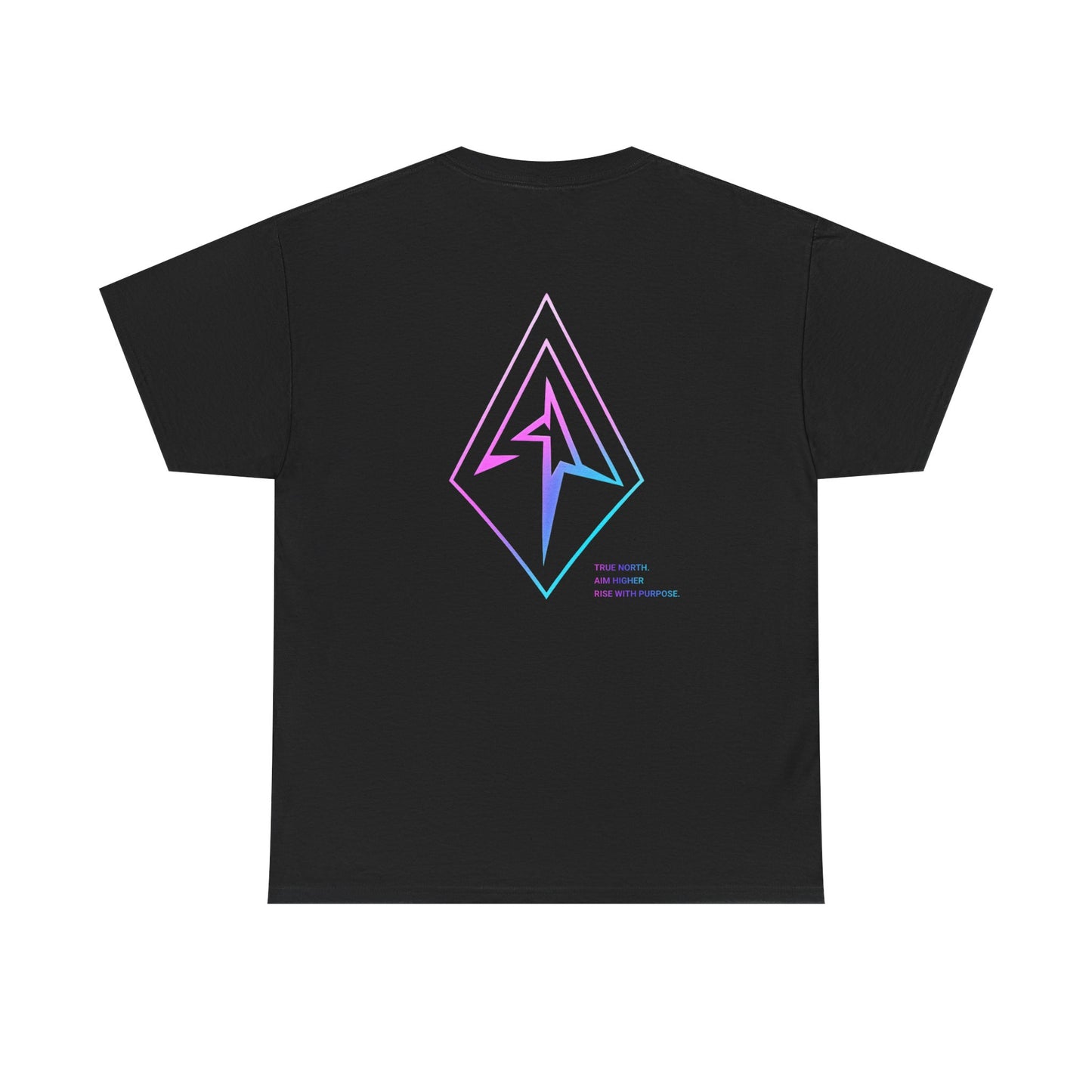 Arrow Ridge Gradient Tee — Minimal Origami Logo T-Shirt with Pastel Holographic Design