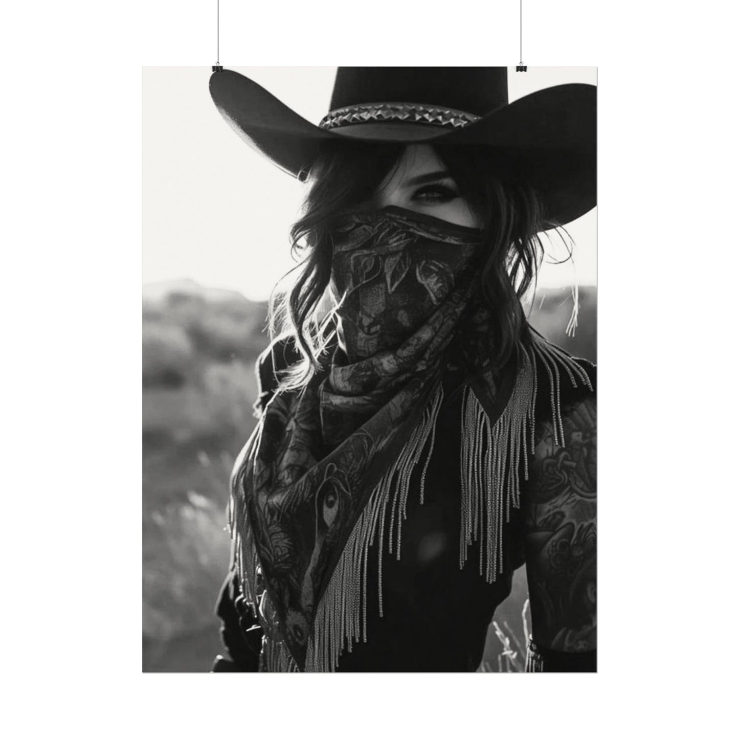 She Rode Alone— Western Outlaw Textured Watercolor Matte Posters