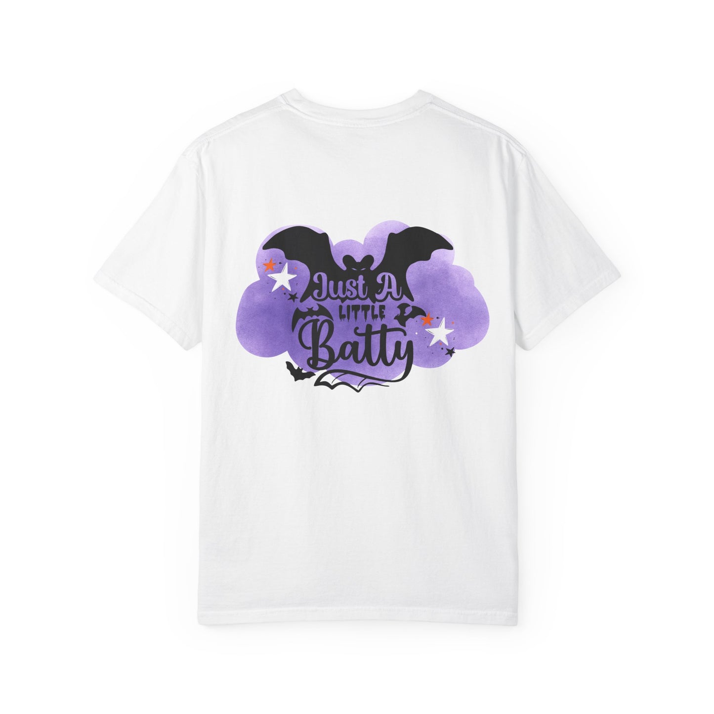 Just a Little Batty Halloween Tee Unisex Garment-Dyed T-shirt, Black & White, Vintage Western, Western lover gifts