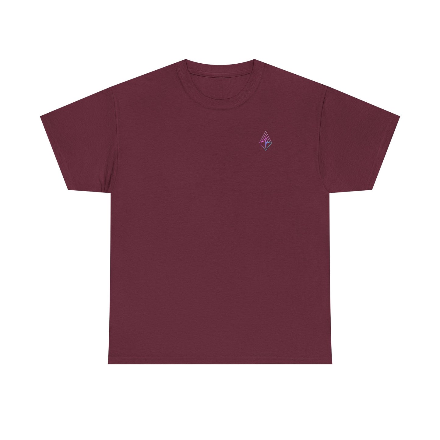 Arrow Ridge Gradient Tee — Minimal Origami Logo T-Shirt with Pastel Holographic Design