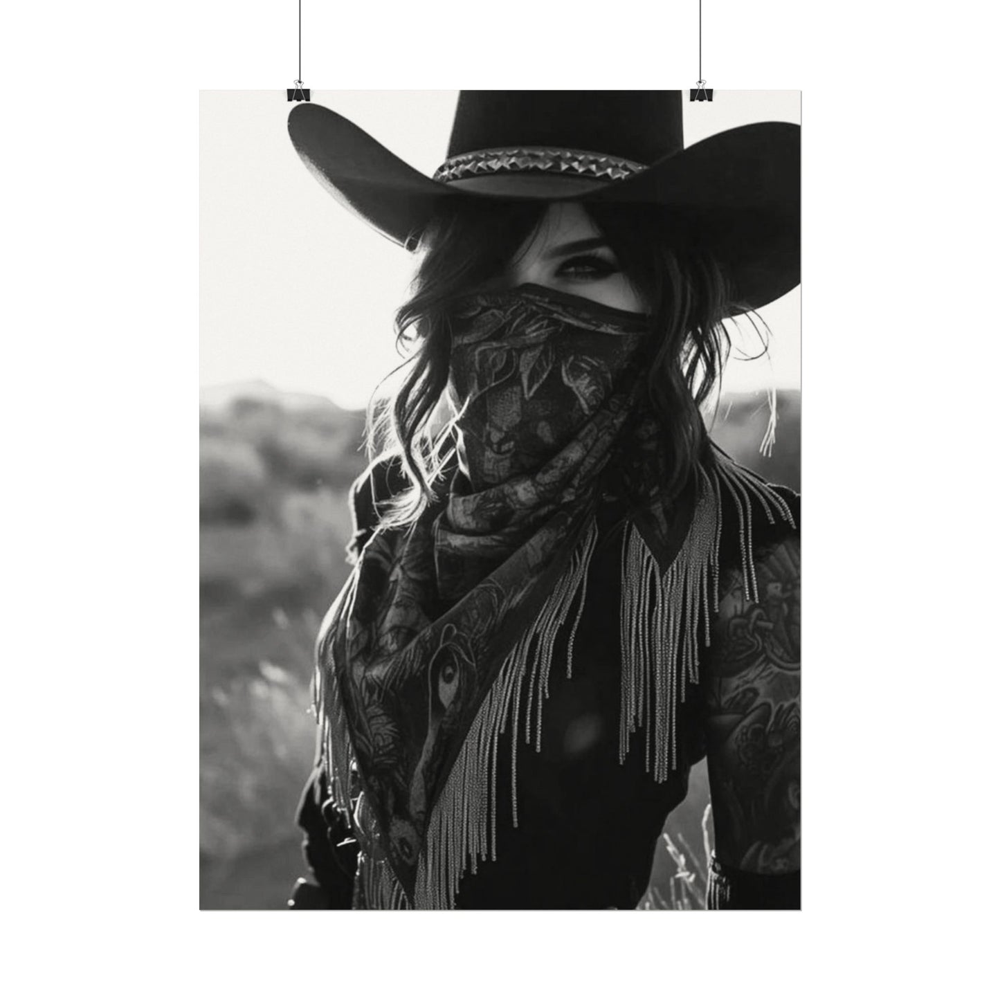 She Rode Alone— Western Outlaw Textured Watercolor Matte Posters