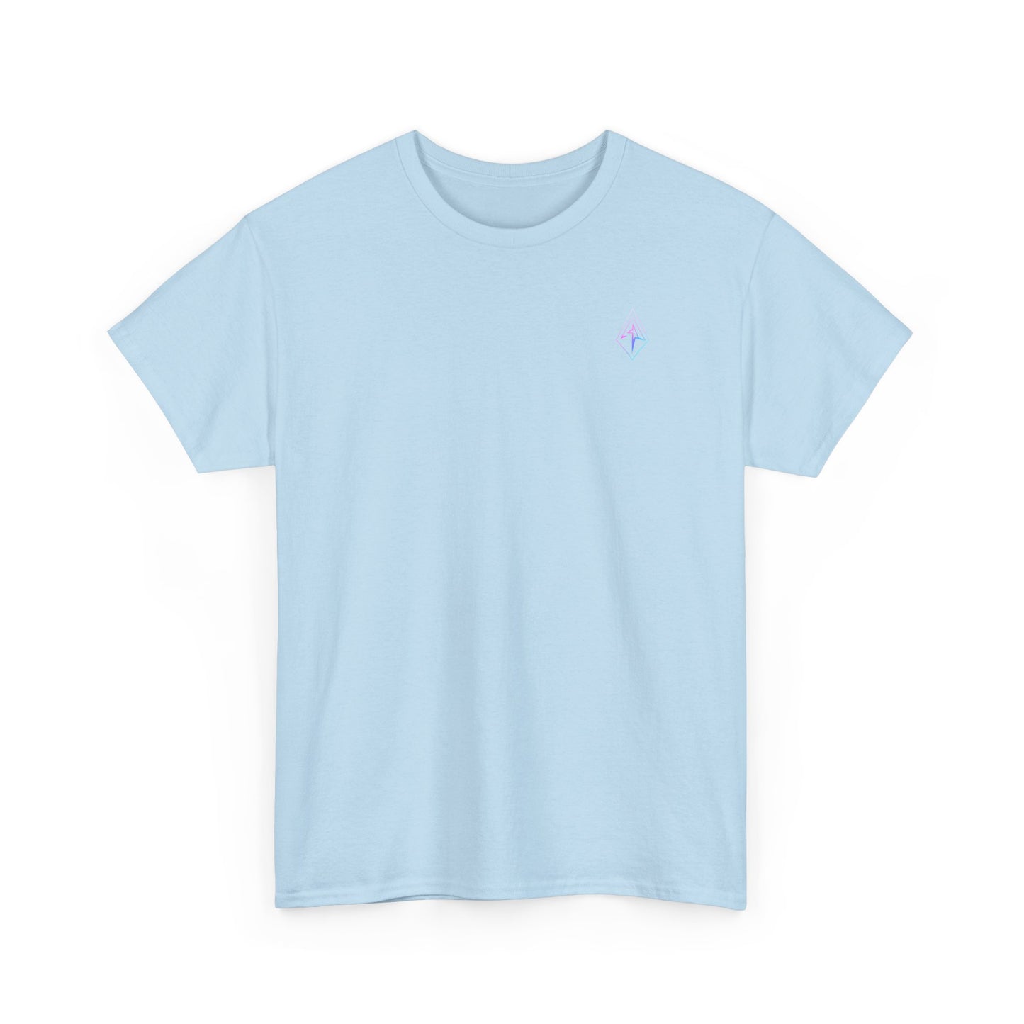 Arrow Ridge Gradient Tee — Minimal Origami Logo T-Shirt with Pastel Holographic Design