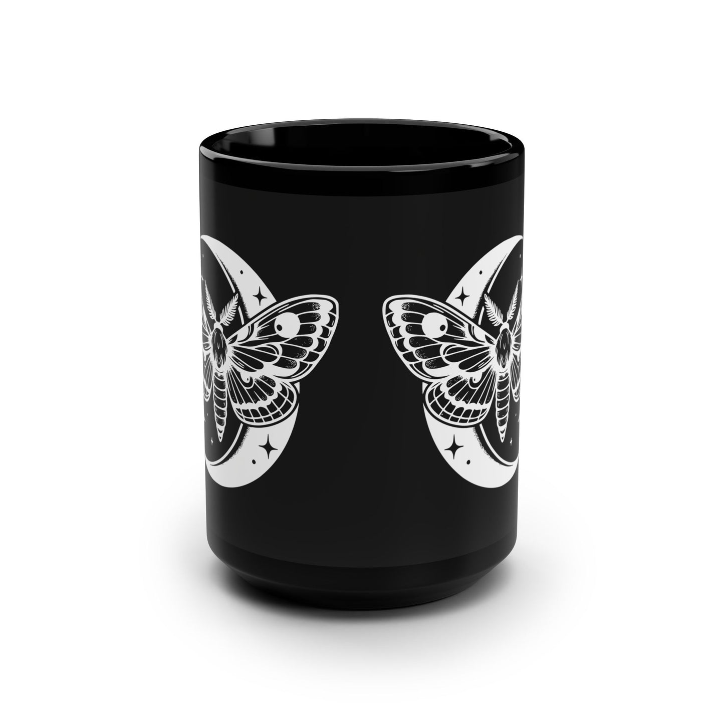 Mystical Butterfly Mug - 15oz Black Coffee Cup with Lunar Design, Perfect Gift for Witchy Vibes, Home Decor, Halloween