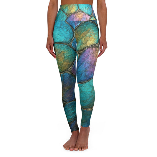 Sea Glass & Pebbles Ocean High Waisted Yoga Leggings, Hooked Horizon Co,  Deep Drift- Purple, Comfortable Activewear, Fitness Pants, Ideal for Gym, Yoga, and Weekend Brunch