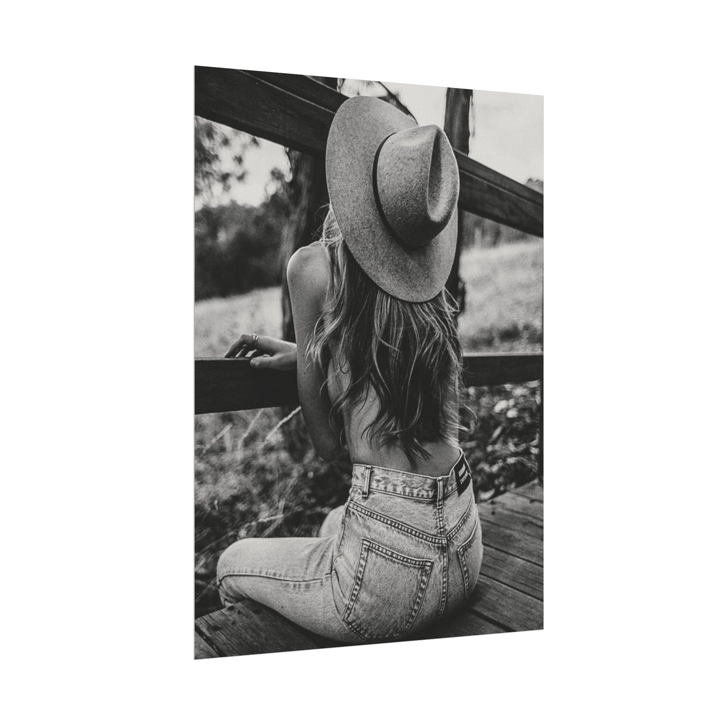 Babys Got Her Blue Jeans On – Western Textured Watercolor Matte Posters