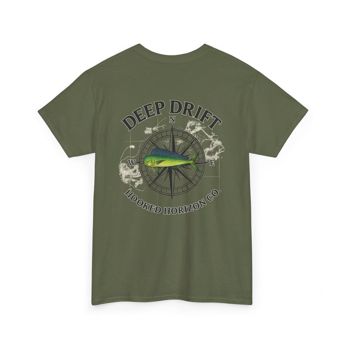 Compass Fishing T‑Shirt — "Deep Drift" Compass Design by Hooked Horizon Co.