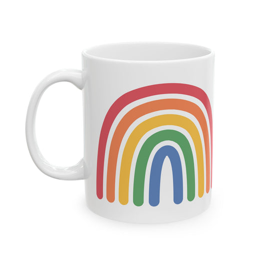 Rainbow Ceramic Mug, Colorful Rainbow Cup for Coffee or Tea Lovers, Gift for Birthday, Housewarming, or Just Because