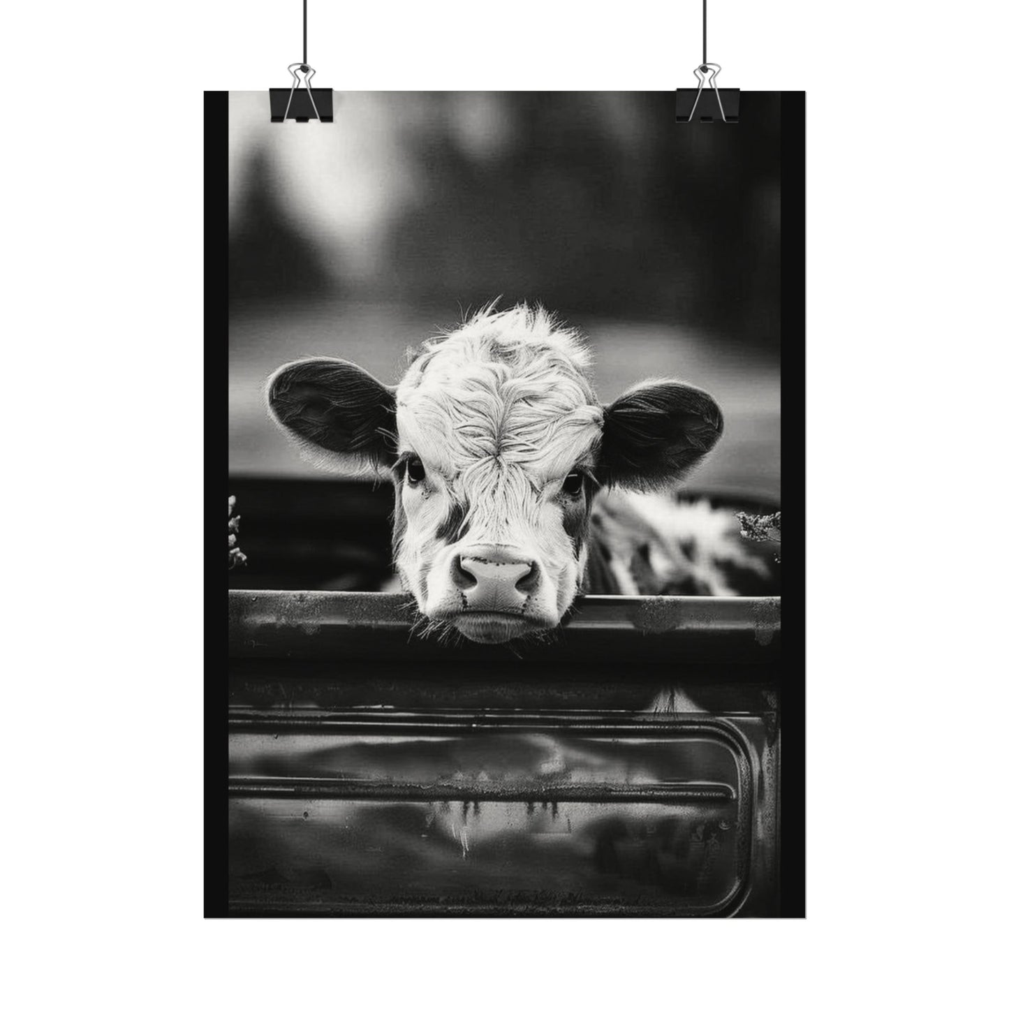 Back Seat Bovine – Western Textured Watercolor Matte Posters