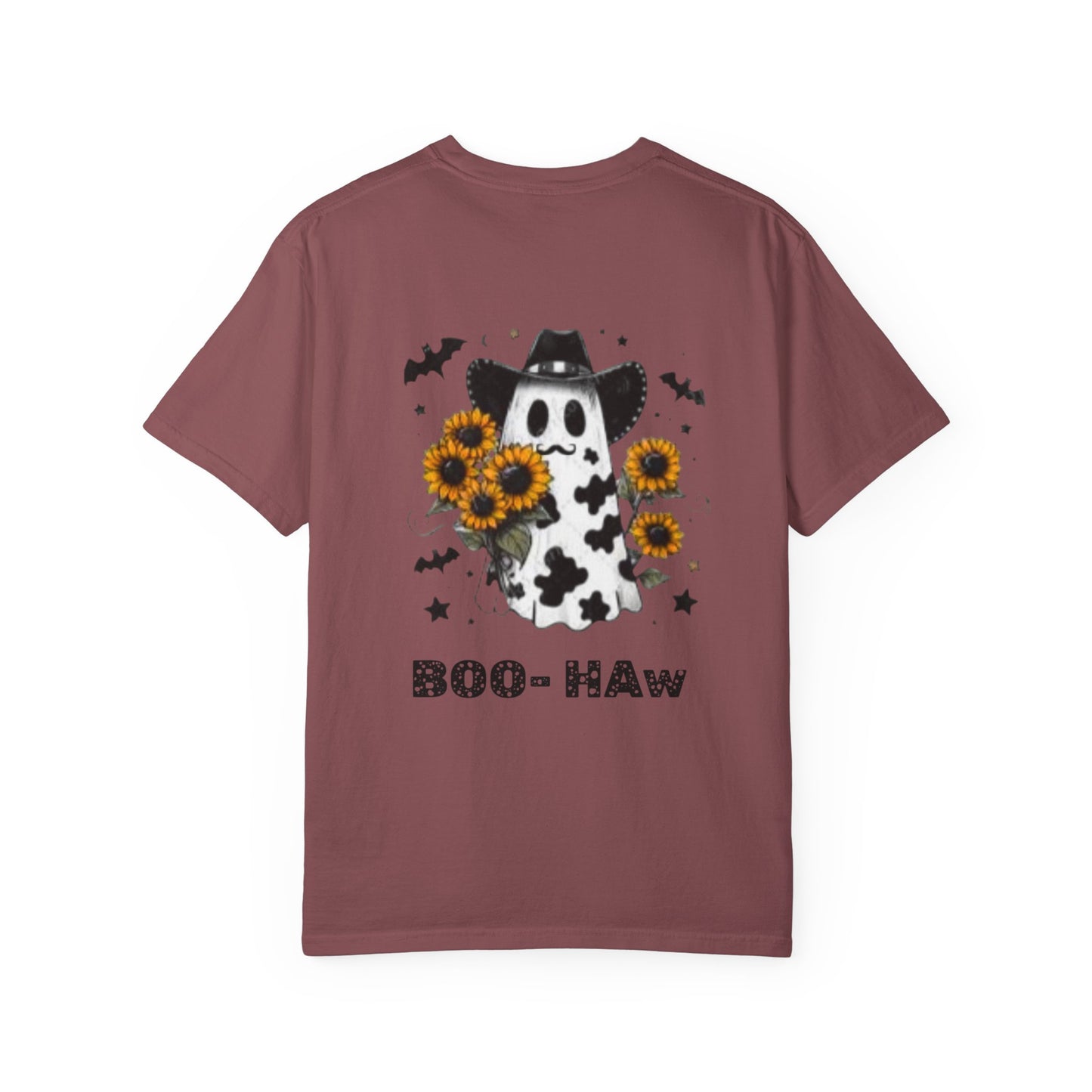 Boo- Haw Ghost Flower Tee Unisex Garment-Dyed T-shirt, Black & White, Vintage Western, Western lover gifts