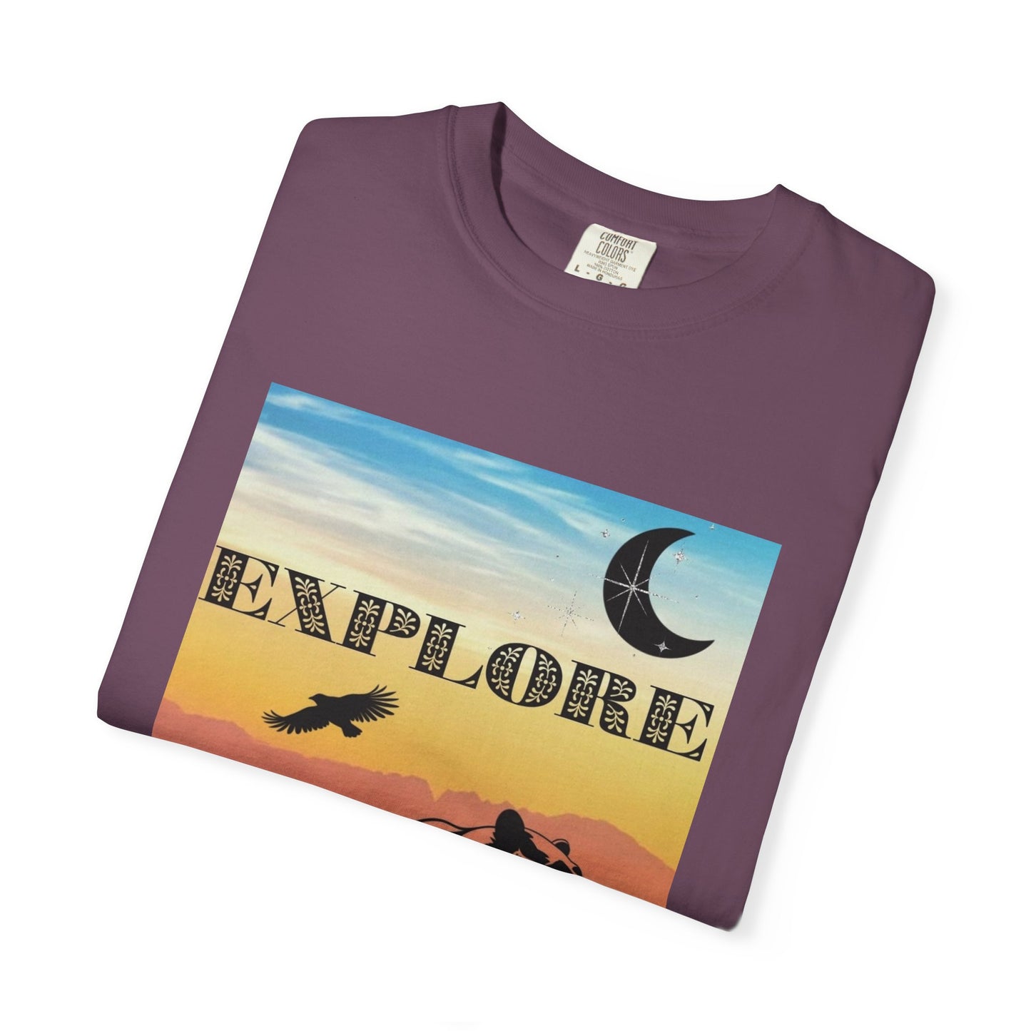 Explore Wildlife Adventure Tee Unisex Garment-Dyed T-shirt, Boho Nature Tee, Camping Shirt, Adventure Apparel, Gift for Wilderness Lovers