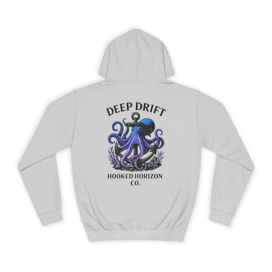 Deep Drift Octopus Unisex College Hoodie, Cozy College Sweatshirt, Nautical Hoodie Gift, Ocean Lover Apparel, Beach Theme Fashion