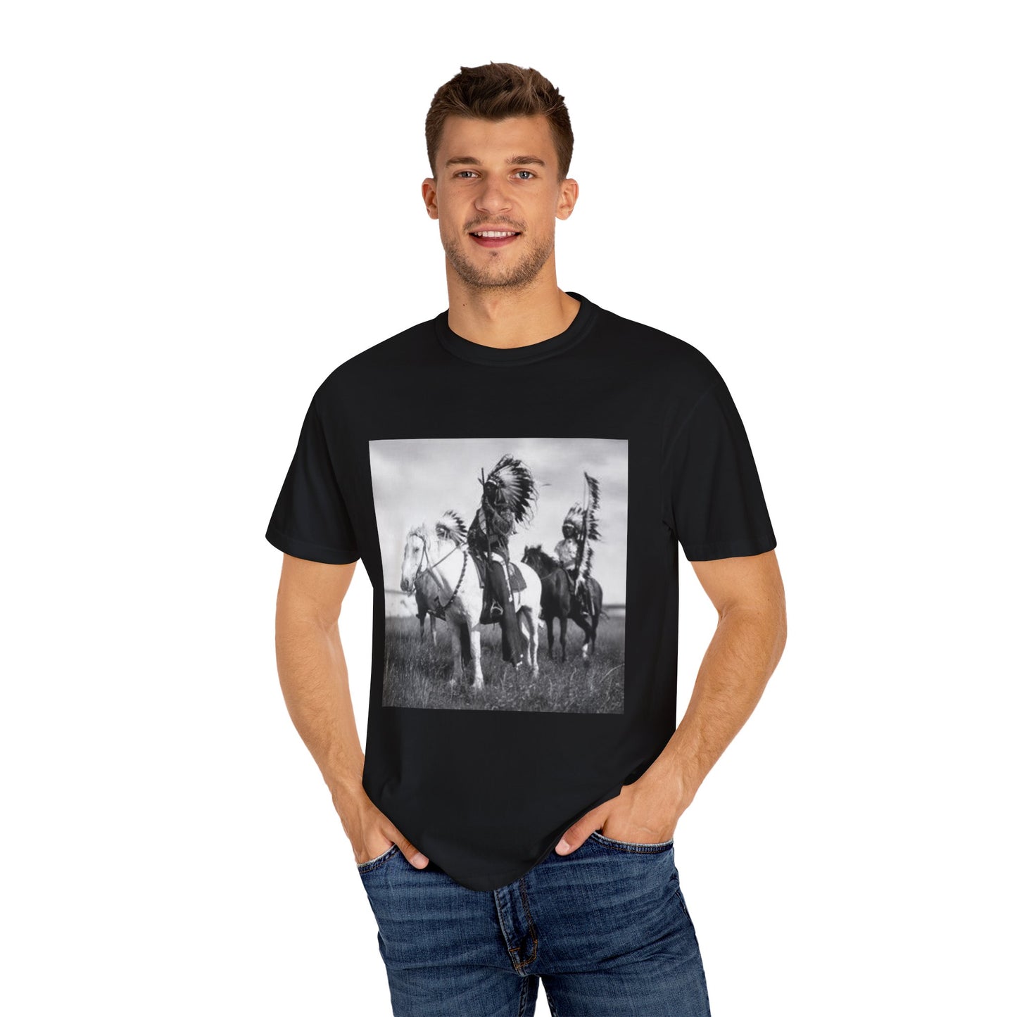 Vintage Native American Cowboys T-shirt, Unisex Garment-Dyed Tee, Bohemian Style, Retro Cowboy Fashion, Outdoor Adventure Wear