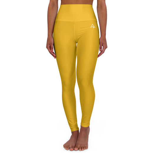 Golden Yellow High Waisted Yoga Leggings - Purple, Comfortable Activewear, Fitness Pants, Ideal for Gym, Yoga, and Weekend Brunch