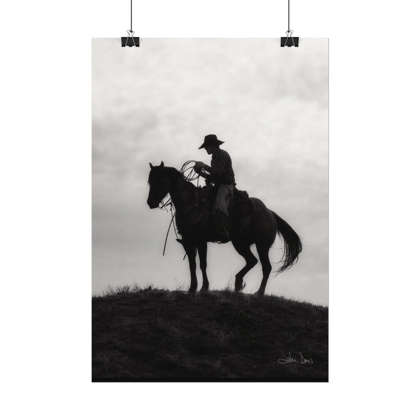 Rider On The Ridge – Western Textured Watercolor Matte Posters