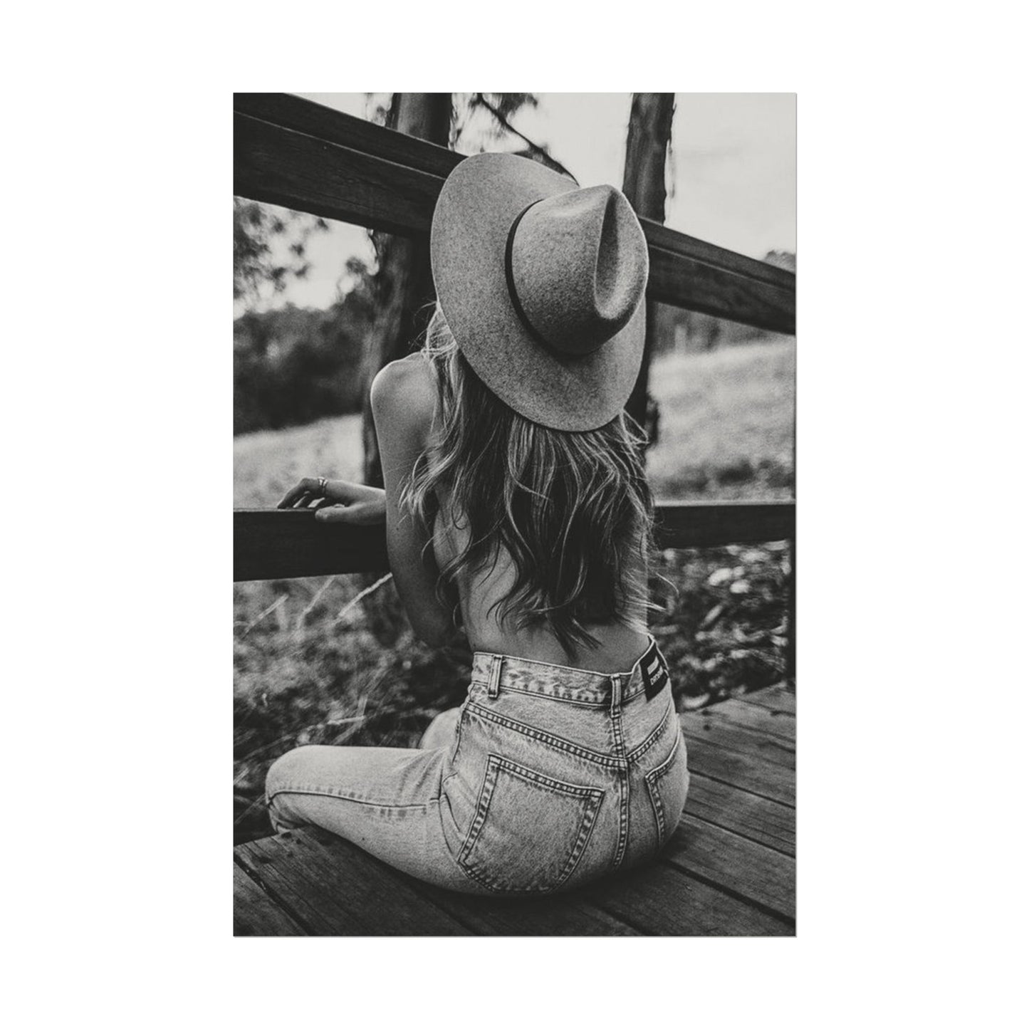 Babys Got Her Blue Jeans On – Western Textured Watercolor Matte Posters