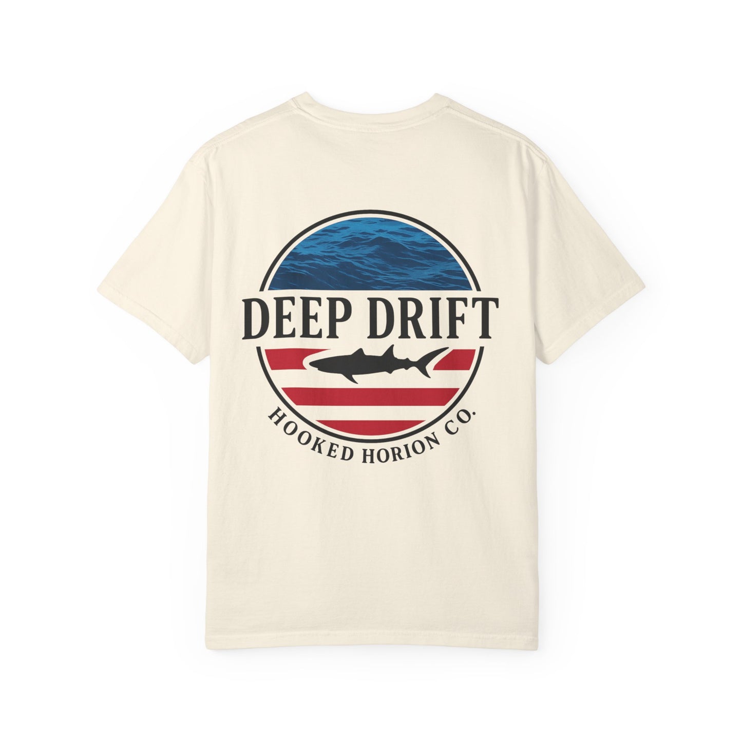 USA Deep Drift Fishing T-Shirt - RED, WHITE & BLUE Fishing Tee for Angler Lovers, Shark Lovers, Ocean Tee