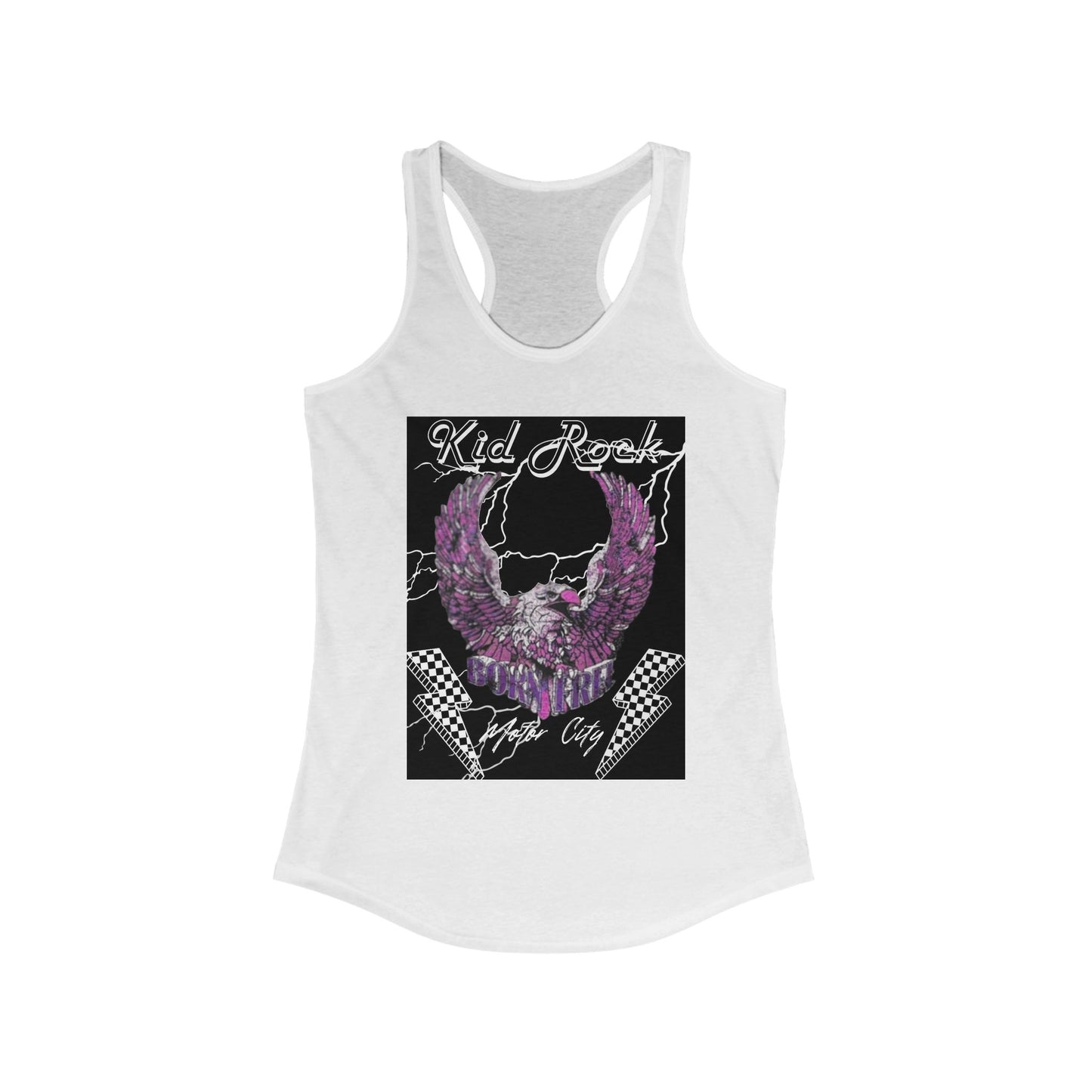 K. Rock Stylish Women's Racerback Tank with Rock n Roll Design, Boho Top, Festival Wear, Gym Tank, Summer Essential, Gift for Her