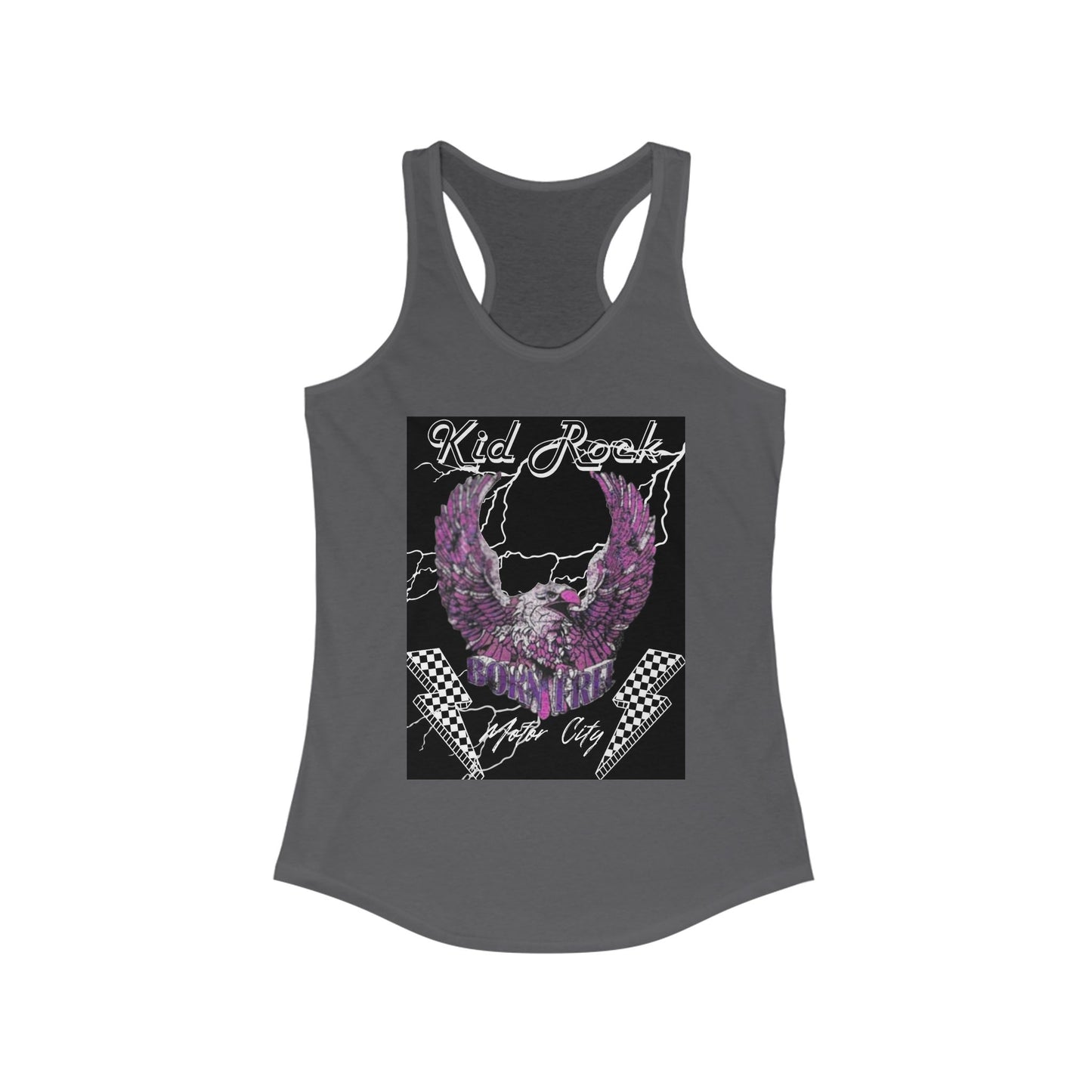 K. Rock Stylish Women's Racerback Tank with Rock n Roll Design, Boho Top, Festival Wear, Gym Tank, Summer Essential, Gift for Her