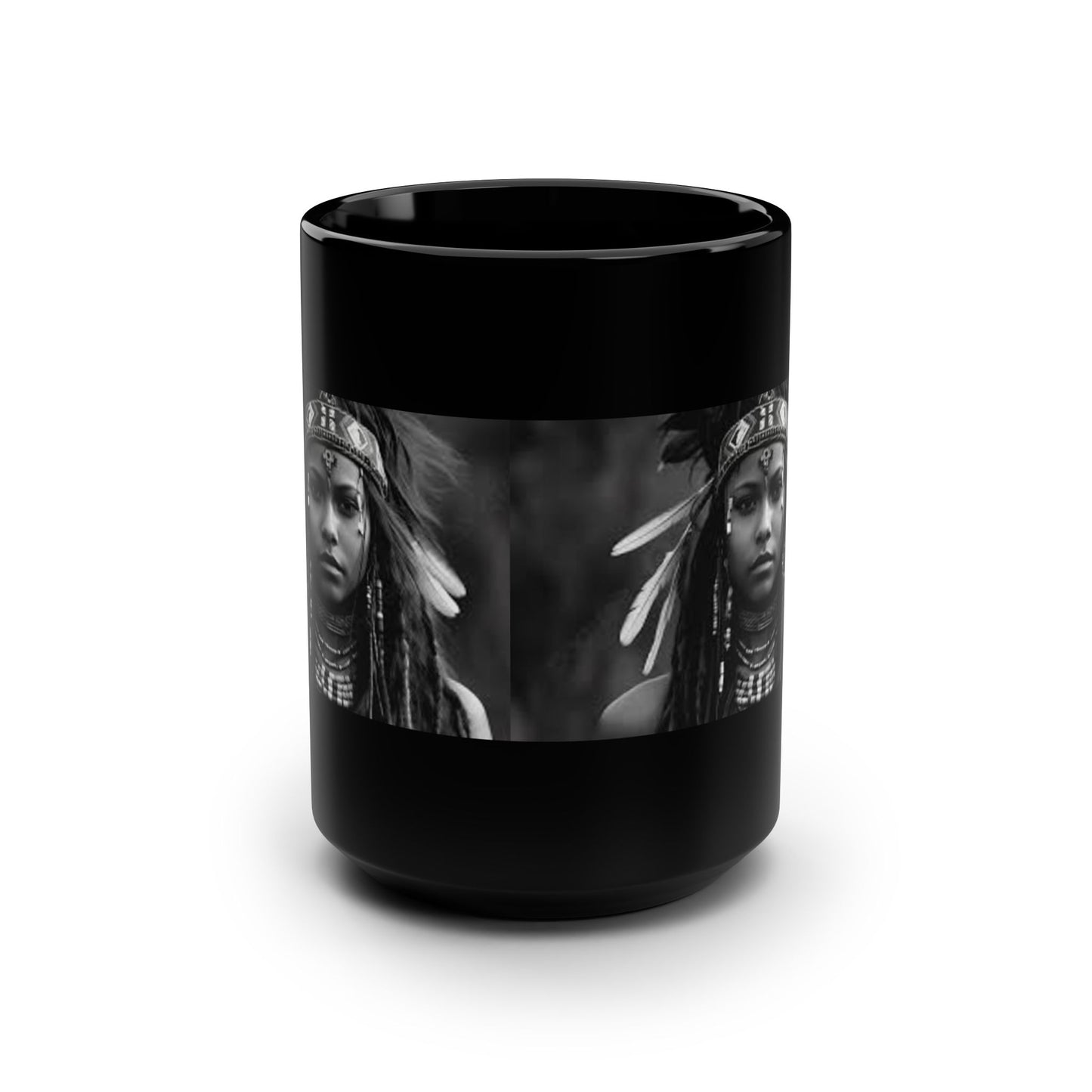 Bohemian Black Mug, 15oz - Ethnic Tribal Design, Coffee Lover Gift, Home Decor, Unique Drinkware, Minimalist Style