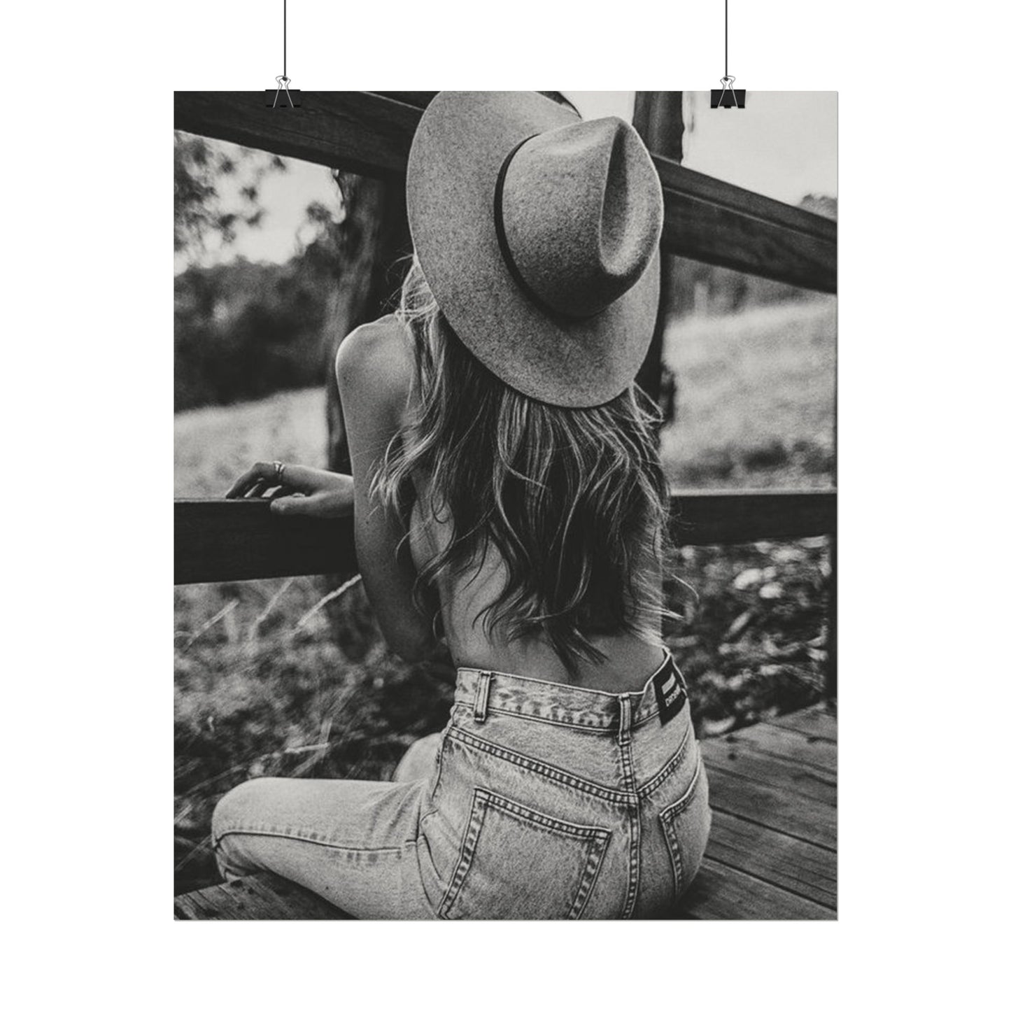 Babys Got Her Blue Jeans On – Western Textured Watercolor Matte Posters