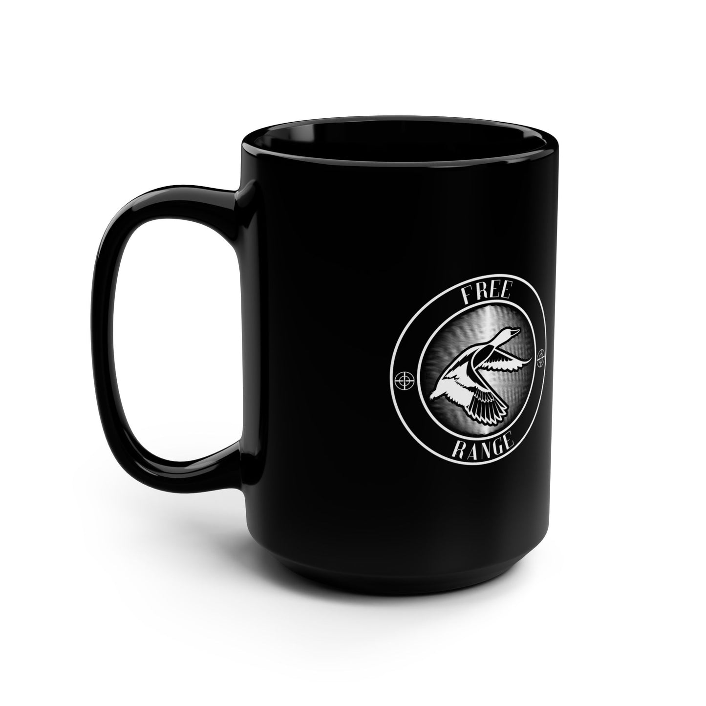 Free Range Black Coffee Mug, Stylish Gift for Bird Lovers, Modern Kitchen Decor, Unique Tea Cup, Perfect for Home or Office