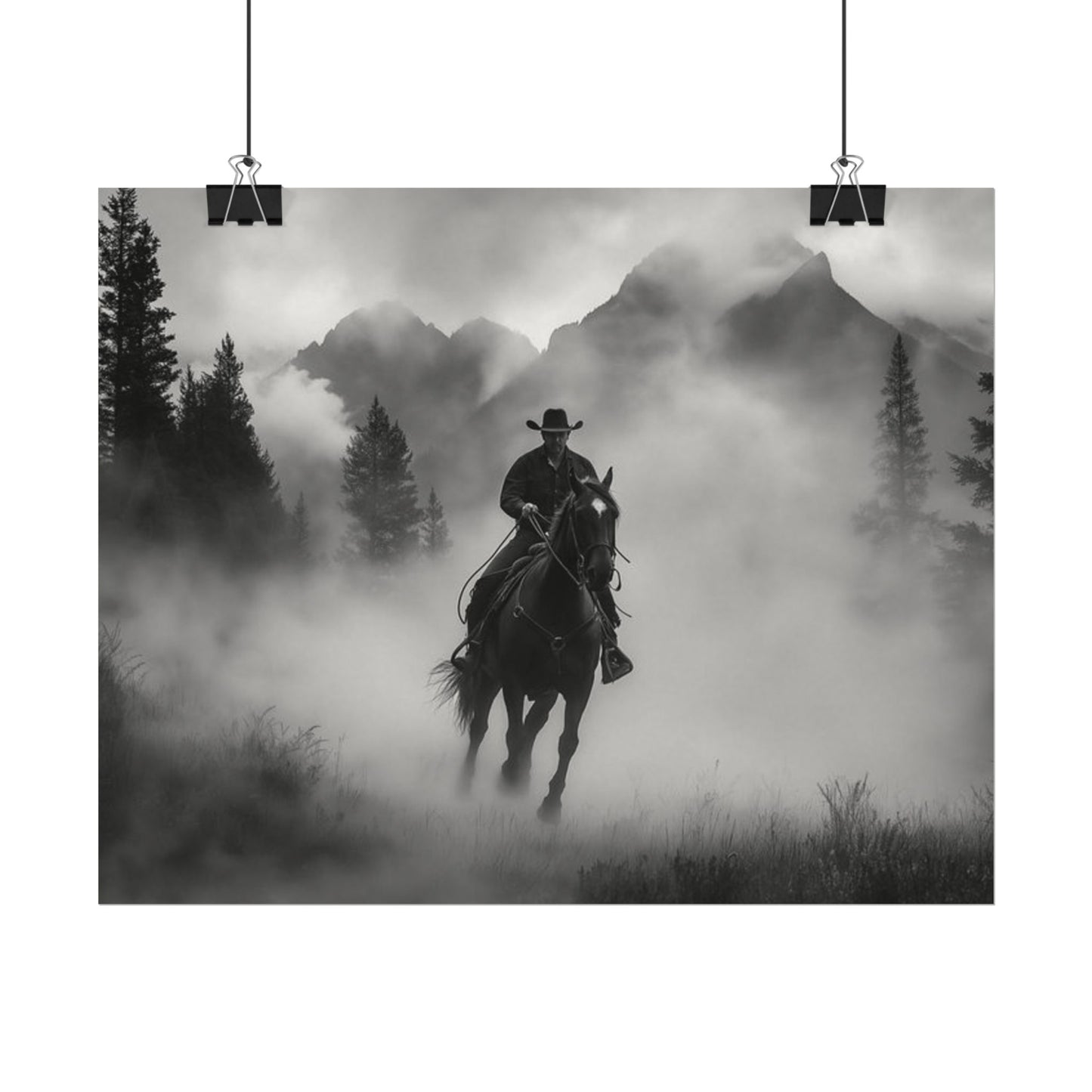 Storm Rider– Western Textured Watercolor Matte Posters