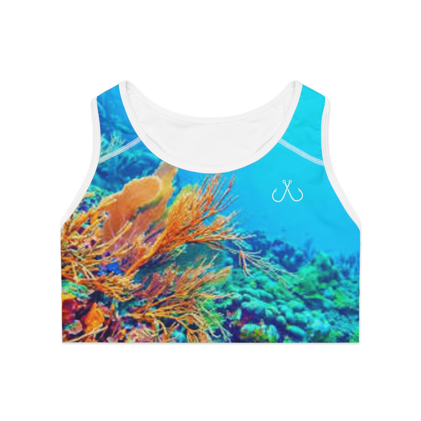 Bright Reef Deep Drift Hooked Horizon Co. Stylish Sports Bra for Active Women, Workout Top, Gym Essential, Fitness Apparel, Athleisure Wear, Yoga Gear