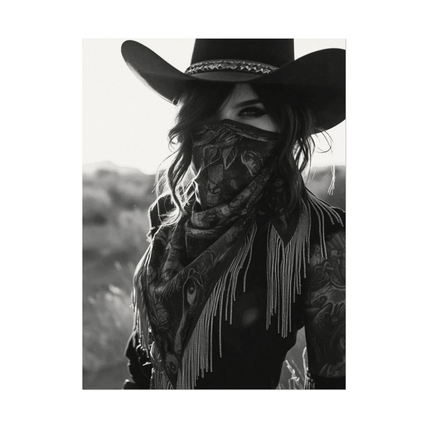 She Rode Alone— Western Outlaw Textured Watercolor Matte Posters