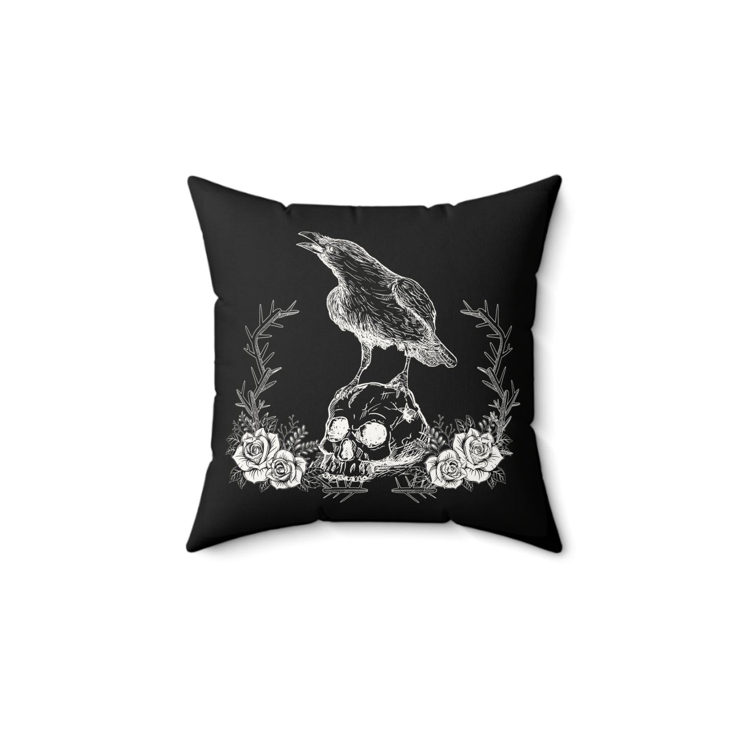 2 in 1 Raven & Spider Happy Halloween Throw Pillow, Cozy Faux Suede, Seasonal Decor, Halloween, Unique Gift Idea