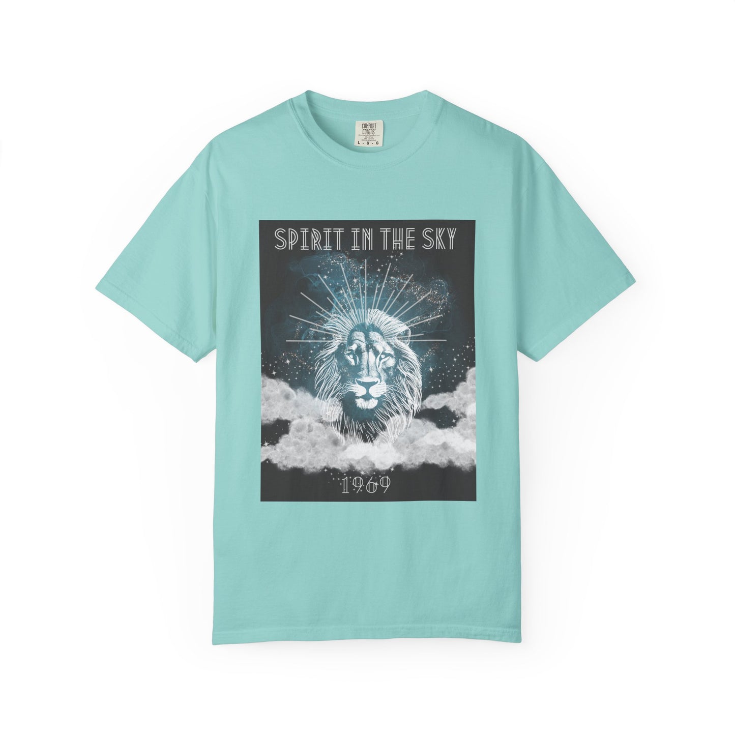 Spirit in the Sky Lion T-Shirt, Unisex Garment-Dyed Tee, Boho Shirt, Festival Apparel, Unique Graphic Tee, Music Lover Gift