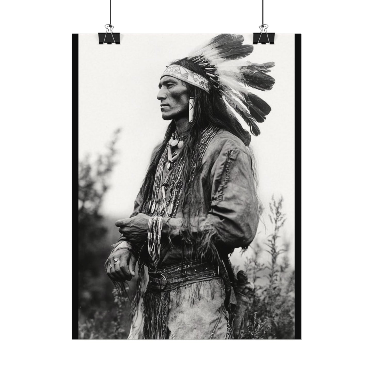 Warriors Gaze – Western Textured Watercolor Matte Posters