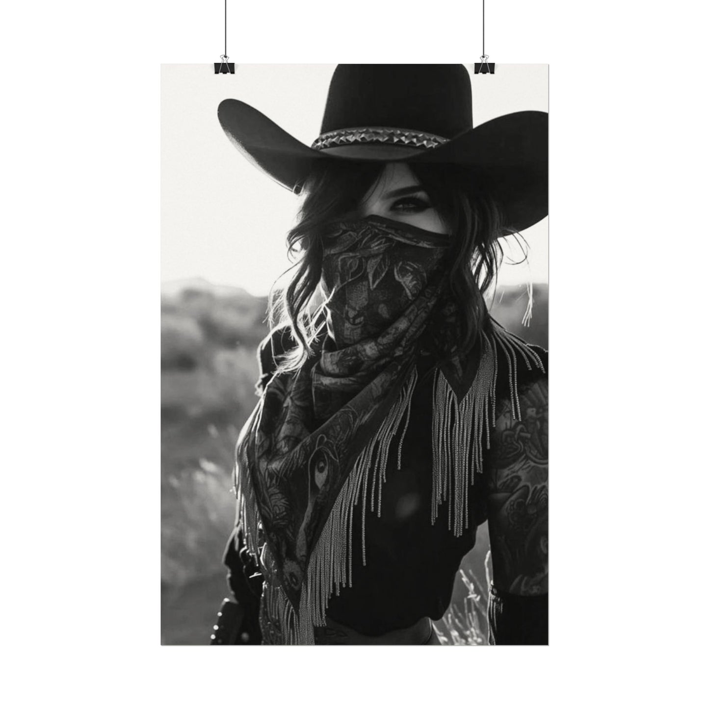 She Rode Alone— Western Outlaw Textured Watercolor Matte Posters