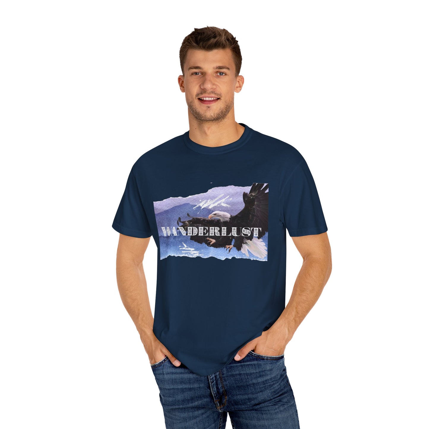 Soaring High Wildlife Adventure Tee Unisex Garment-Dyed T-shirt, Boho Nature Tee, Camping Shirt, Adventure Apparel, Gift for Wilderness Lovers, Angler Lover Giftd