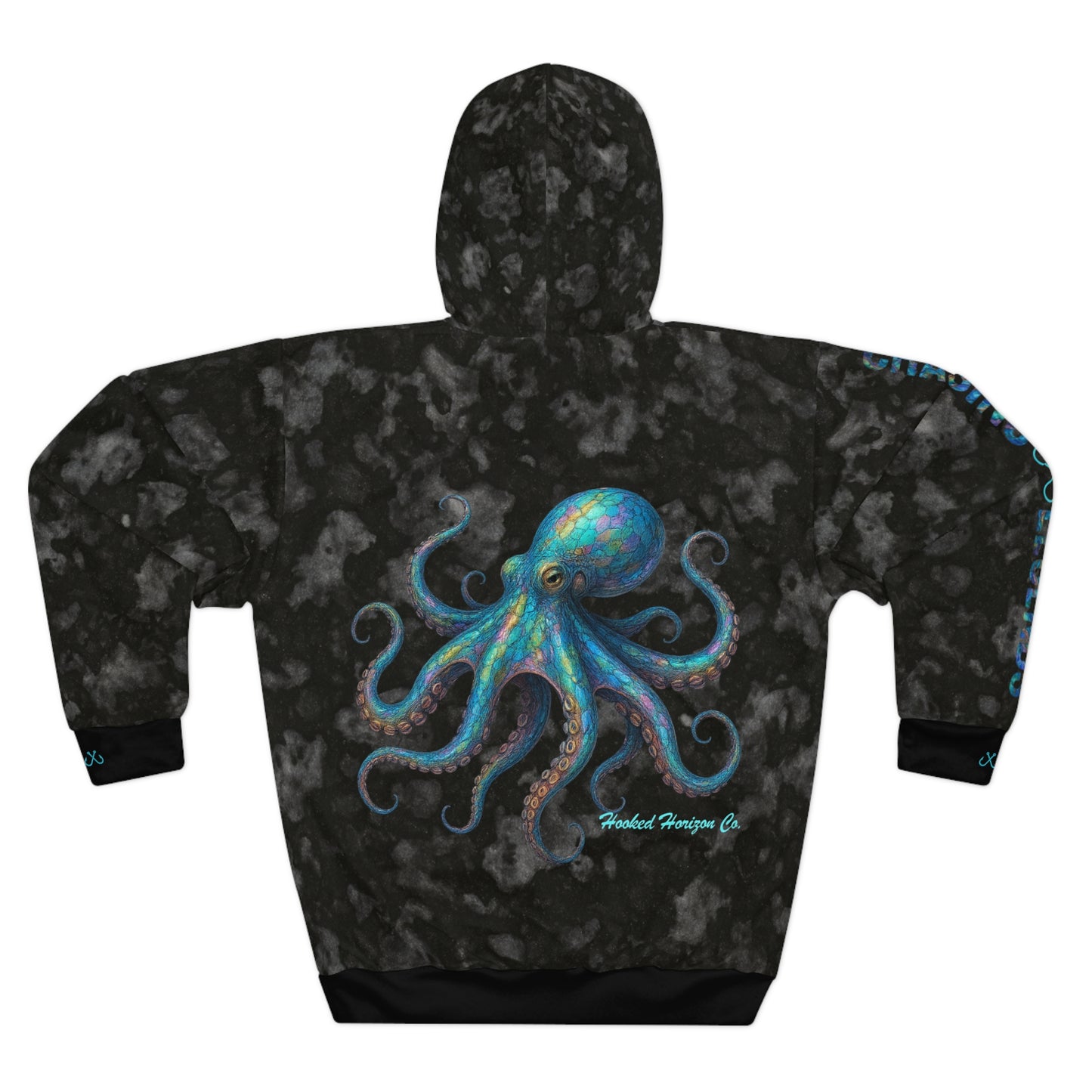 Iridescent Octopus Chasing Legends Fishing Hoodie — Deep Drift Fishing,  Hooked Horizon Co. Deep Drift Pullover