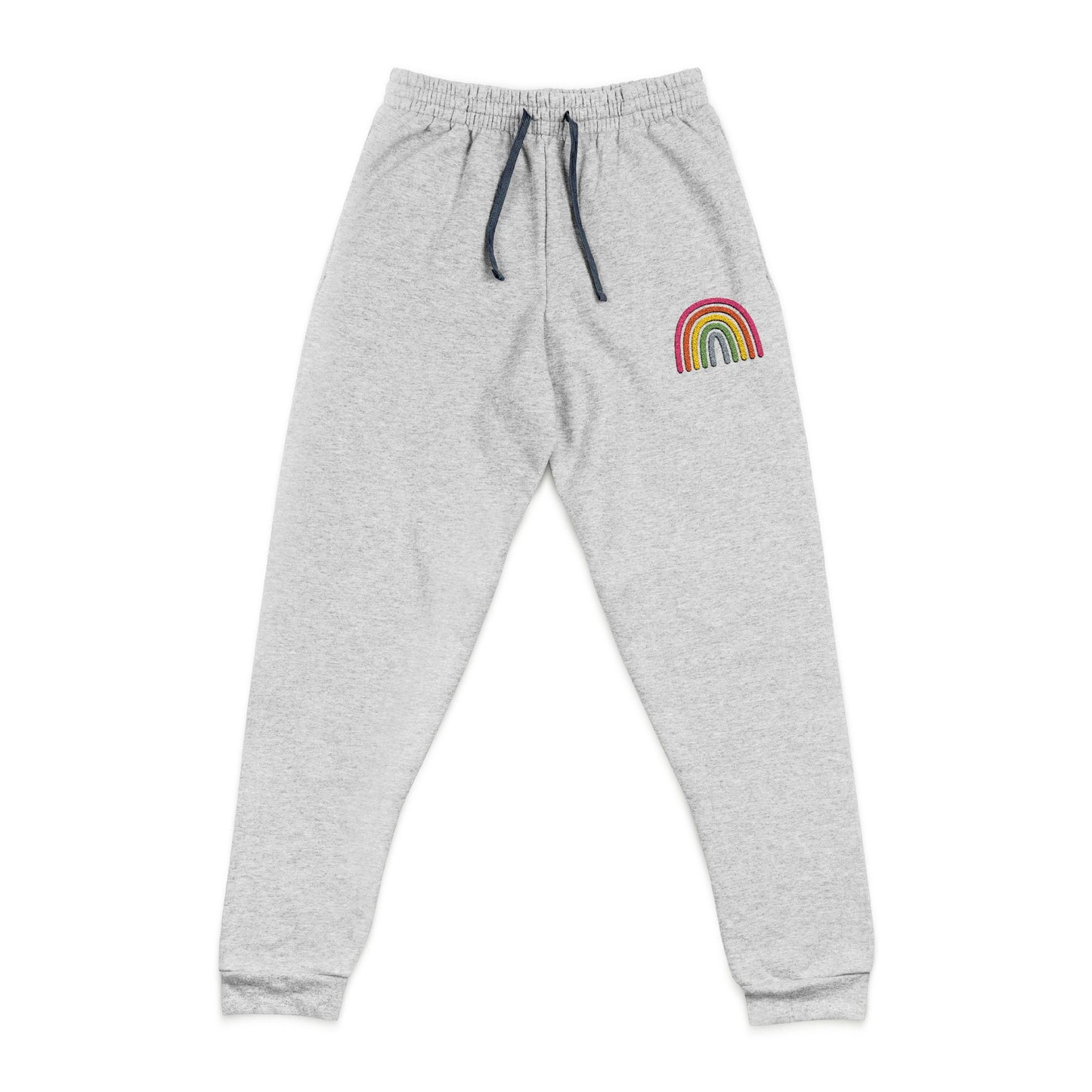 Comfy Embroidered Rainbow Unisex Joggers - Soft Cozy Lounge Pants for Relaxation, Gift for Her, Relaxation Wear, Rainbow Apparel