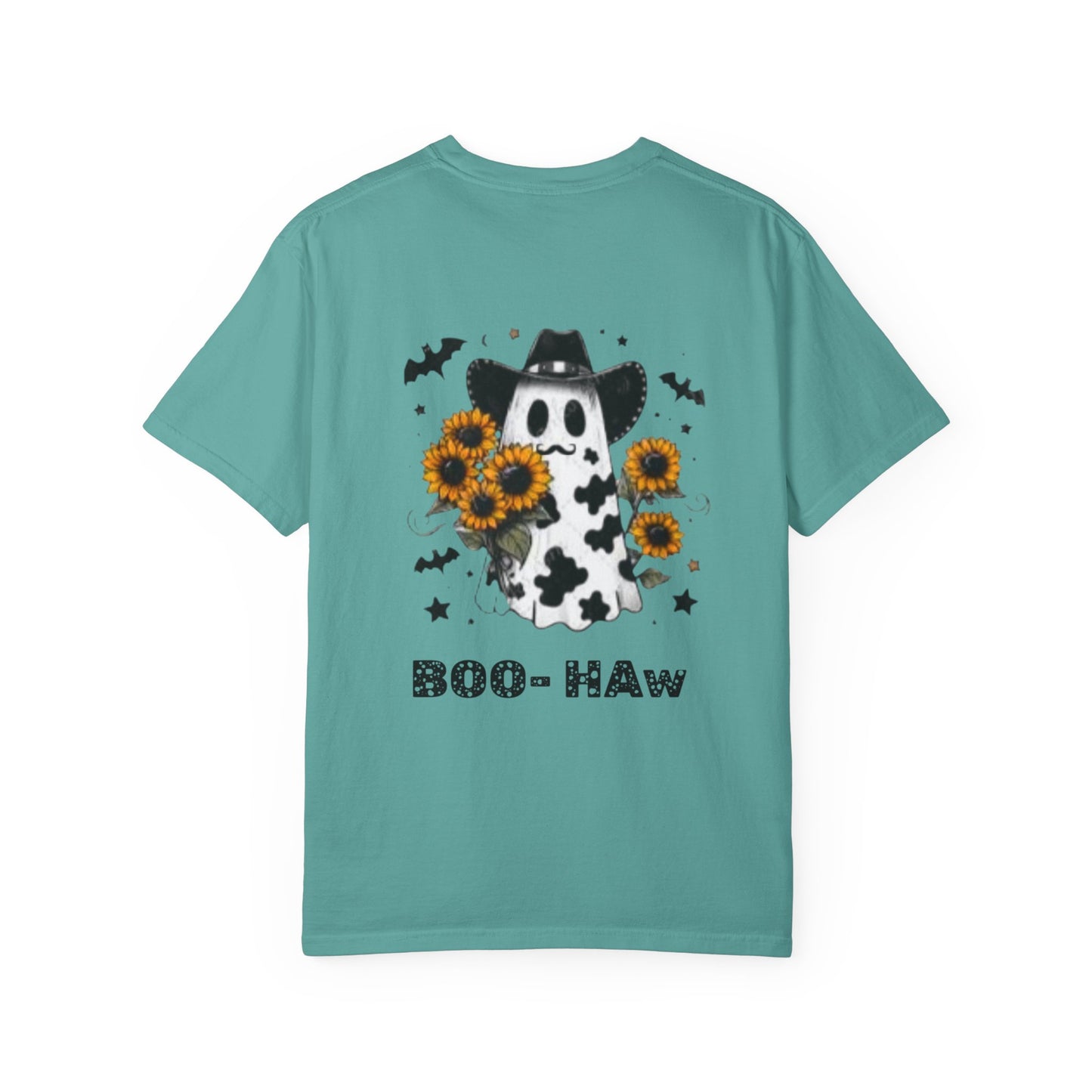 Boo- Haw Ghost Flower Tee Unisex Garment-Dyed T-shirt, Black & White, Vintage Western, Western lover gifts