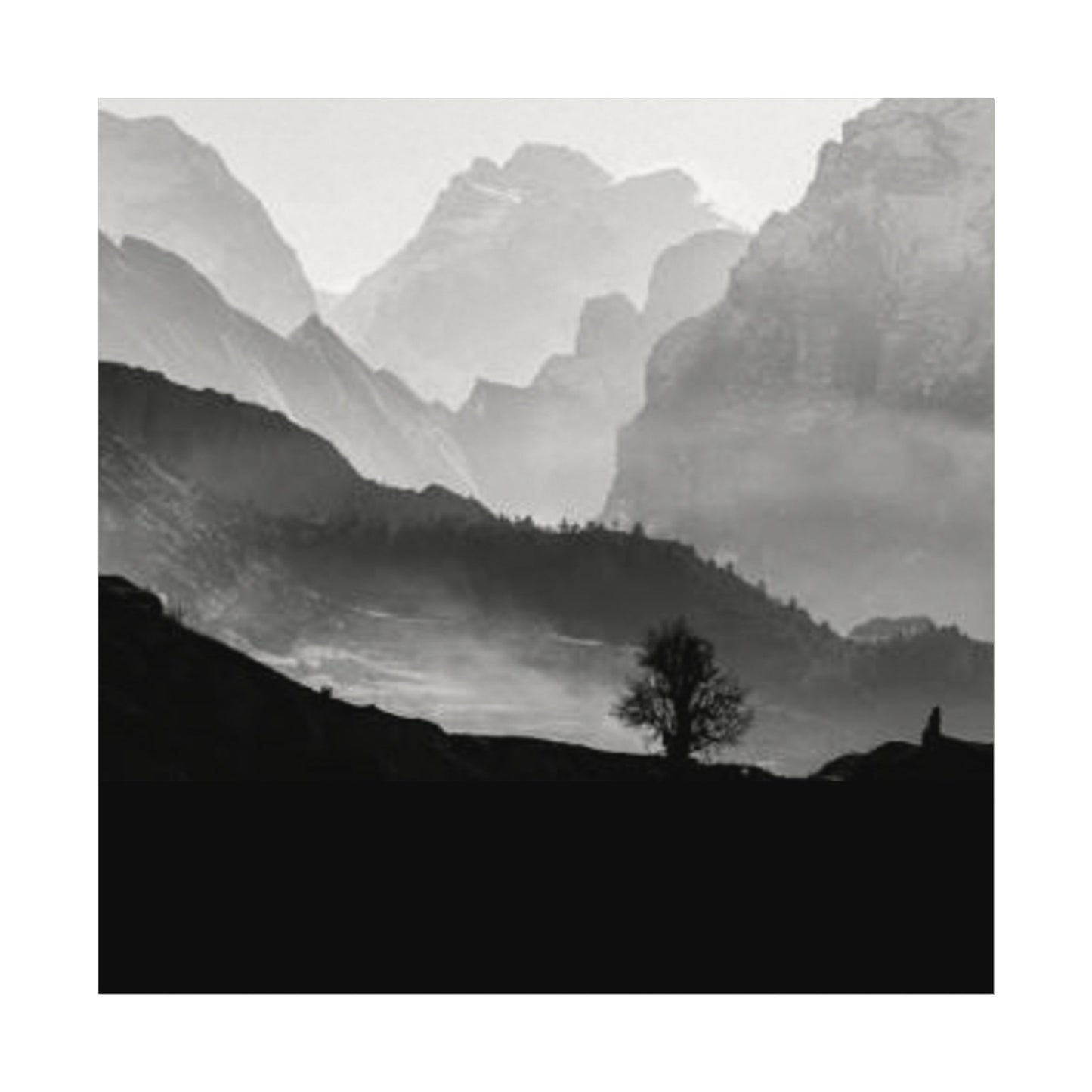 Cascading Mountains– Western Textured Watercolor Matte Posters