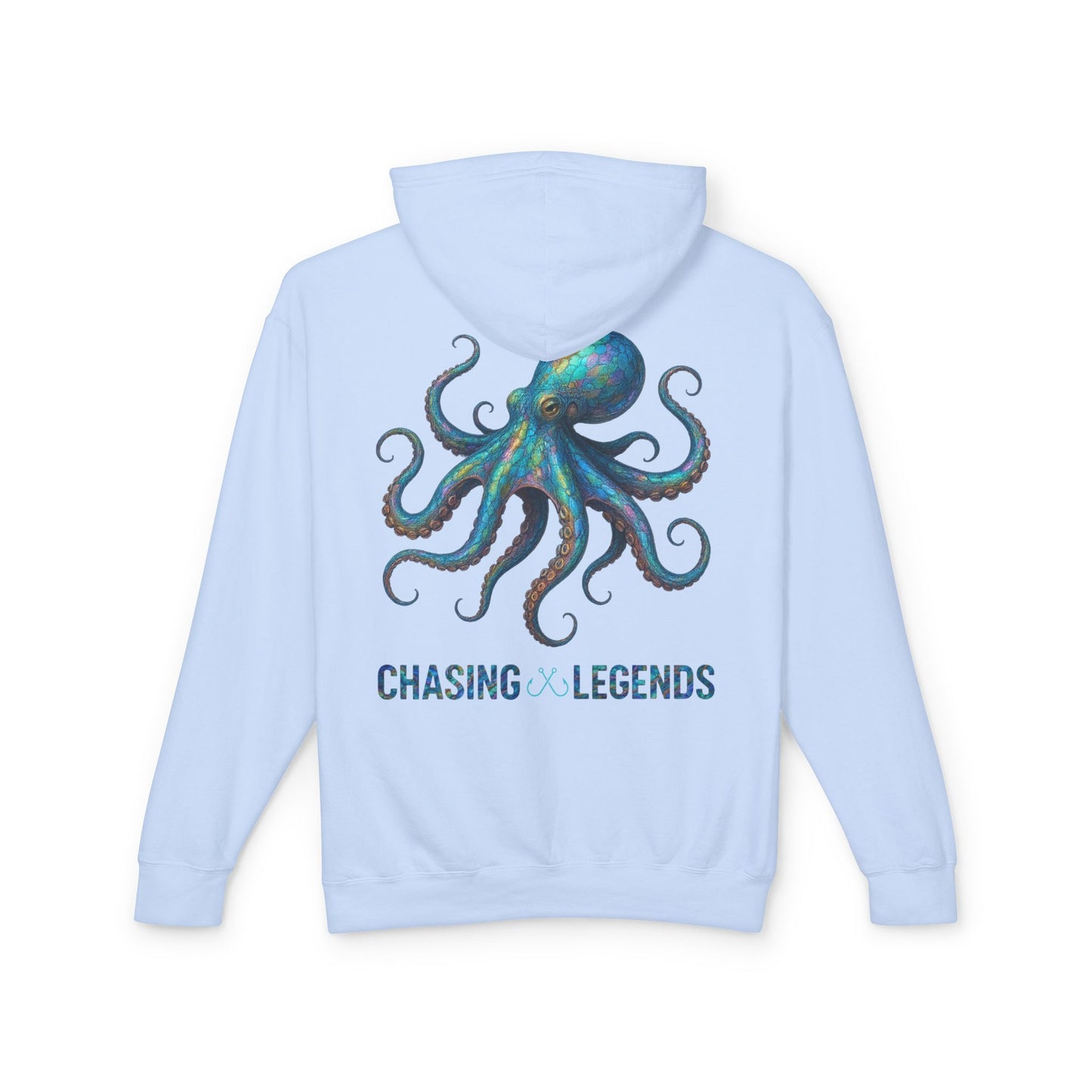 Chasing Legends Octopus Hoodie — Hooked Horizon Co Unisex Lightweight Hoodie with Deep Drift Design | Perfect for Fishermen, Beach Lovers, Casual Outings, Gift for Him/Her, Nautical Style,  Ocean Lover Gifts